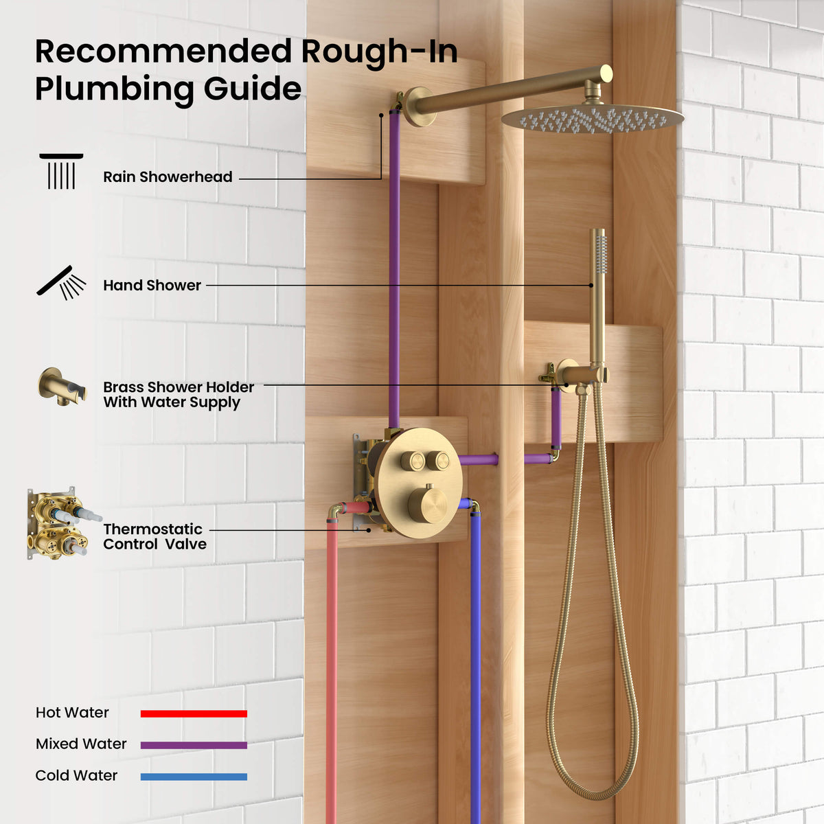 Halo 2-Function Thermostatic Complete Shower Faucet Set - CSF-4023