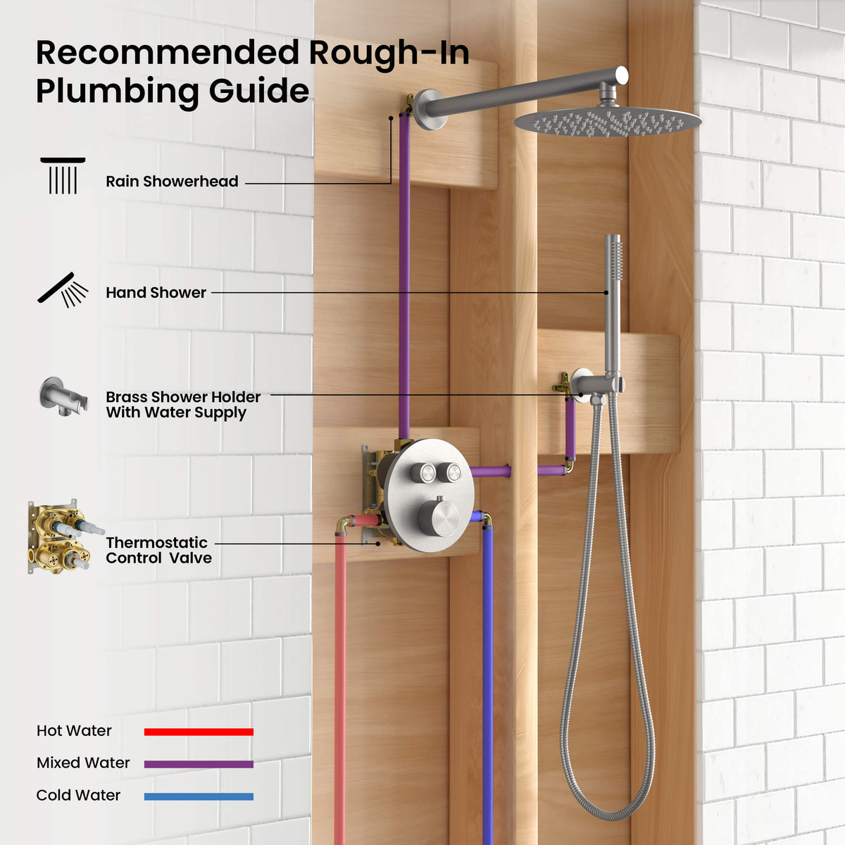 Halo 2-Function Thermostatic Complete Shower Faucet Set - CSF-4023