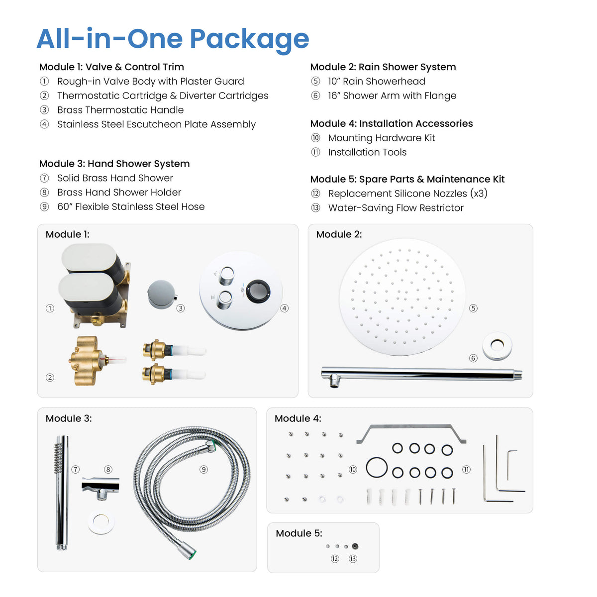 Halo 2-Function Thermostatic Complete Shower Faucet Set - CSF-4023