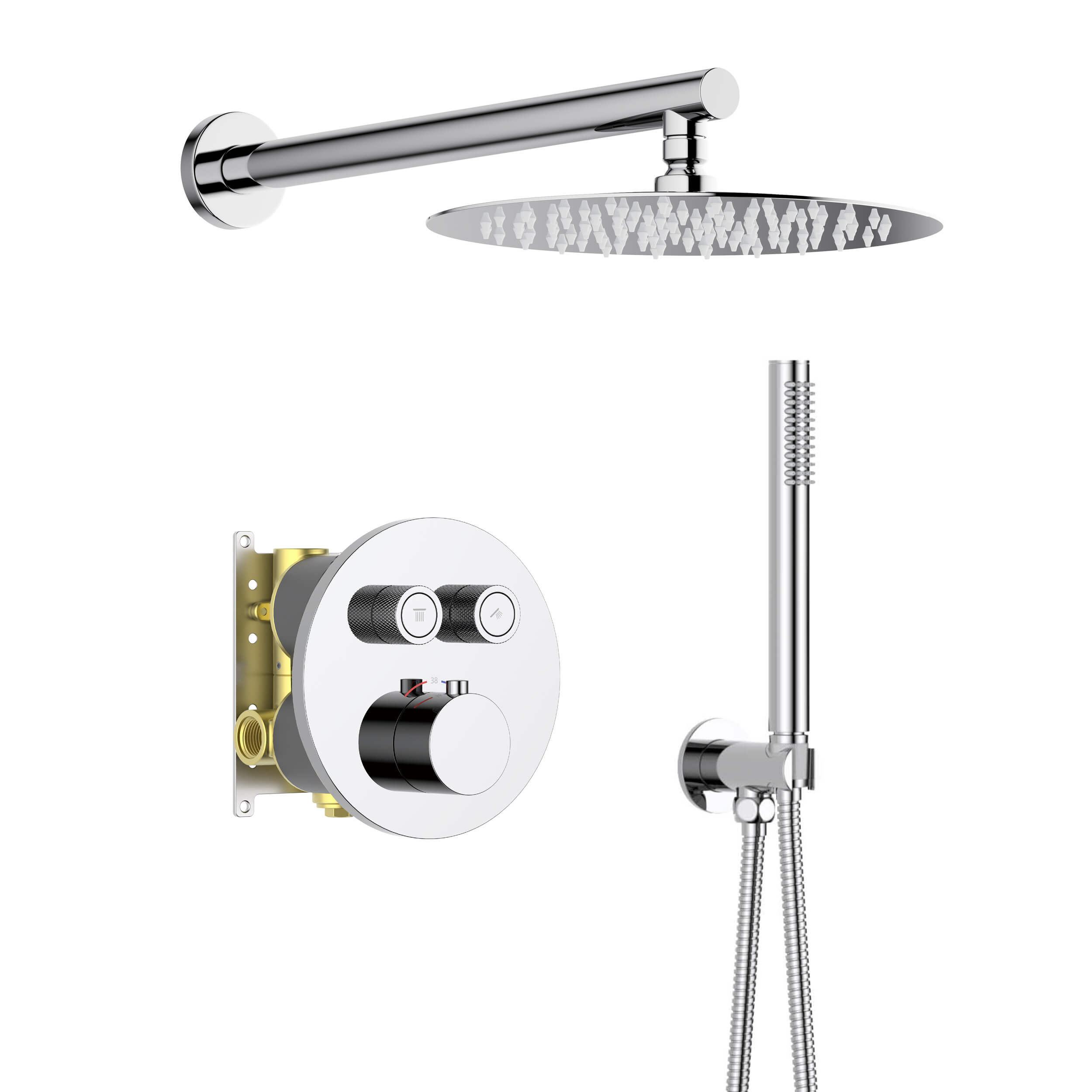 Halo 2-Function Thermostatic Complete Shower Faucet Set - CSF-4023