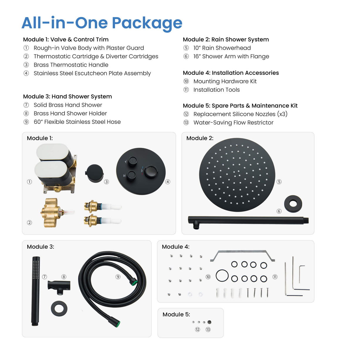 Halo 2-Function Thermostatic Complete Shower Faucet Set - CSF-4023
