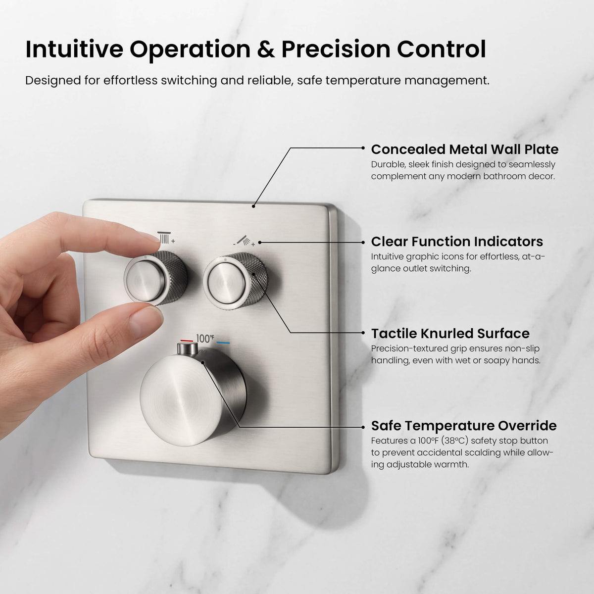 Quadra 2-Function Thermostatic Complete Shower Faucet Set - CSF-4024