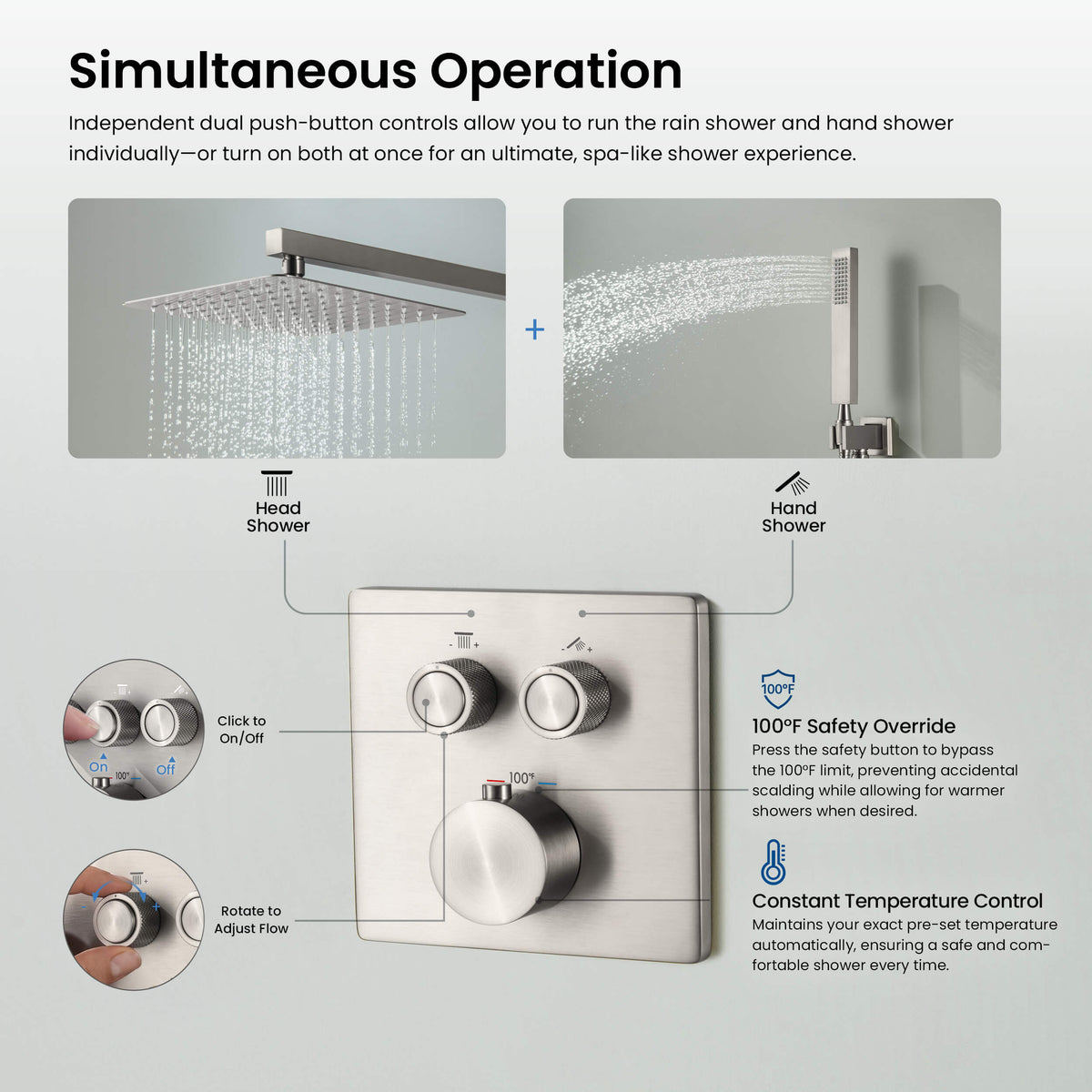 Quadra 2-Function Thermostatic Complete Shower Faucet Set - CSF-4024