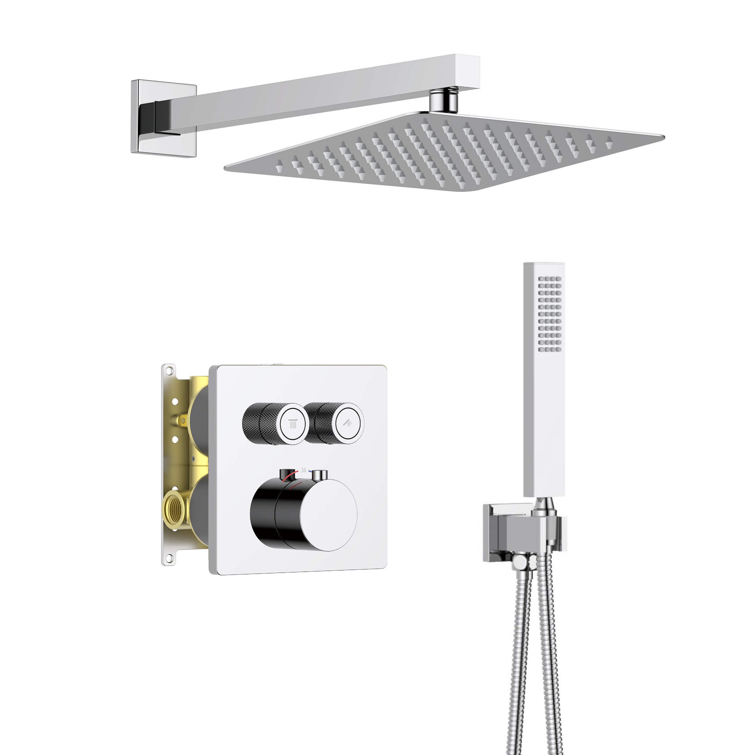 Quadra 2-Function Thermostatic Complete Shower Faucet Set - CSF-4024