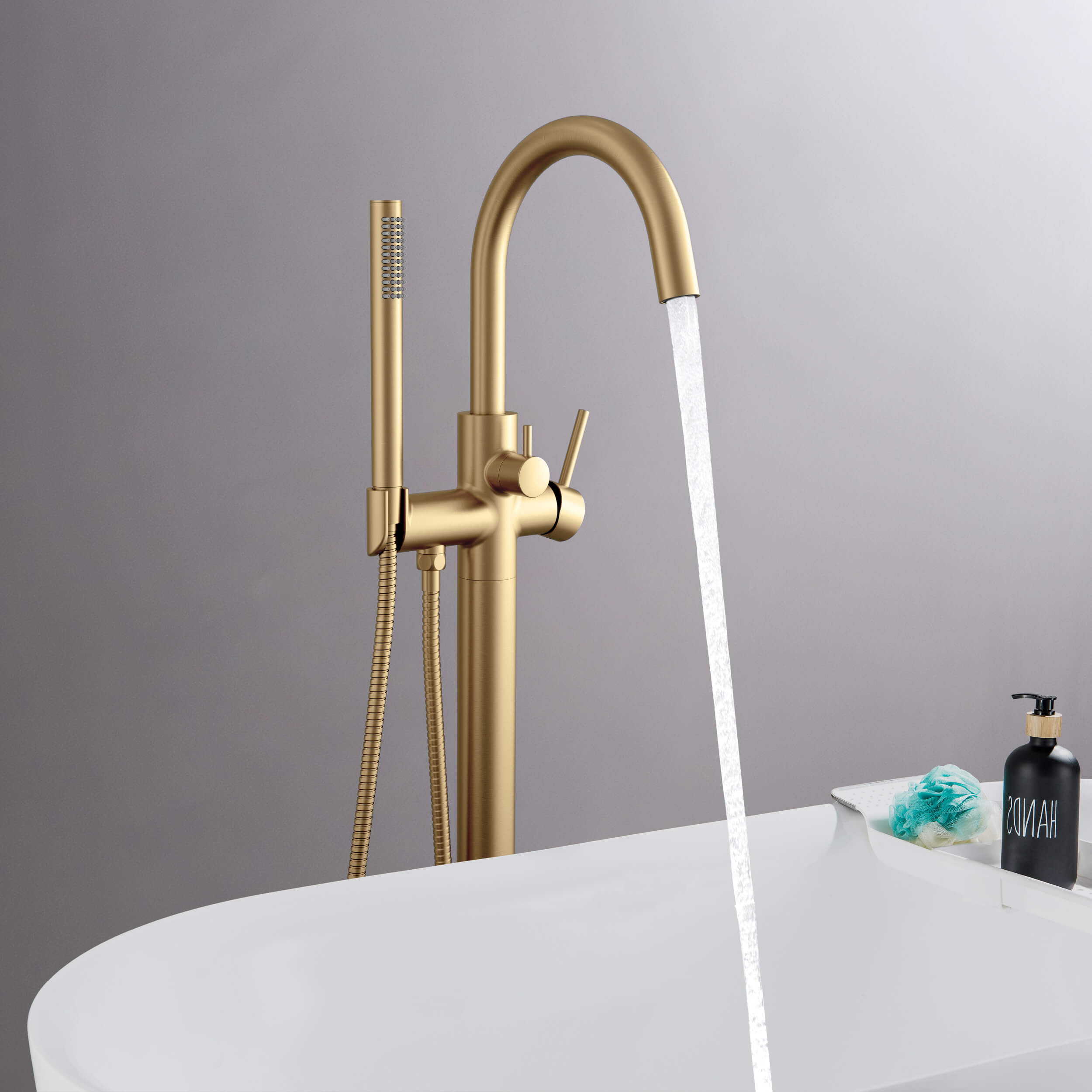 Halo Floor Mount Tub Filler With Hand Shower - CTF-3001