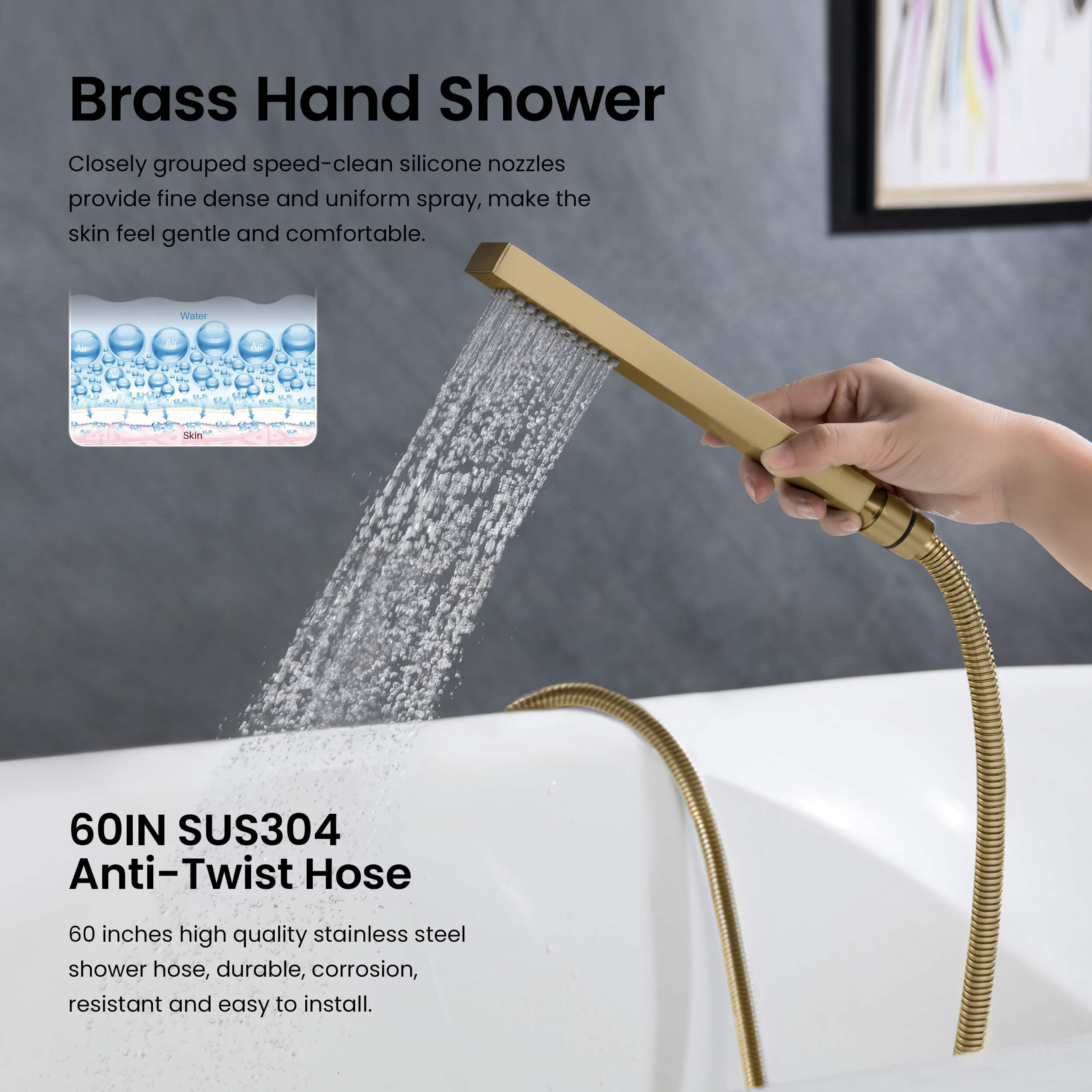 Quadra Floor Mount Tub Filler With Hand Shower - CTF-3002