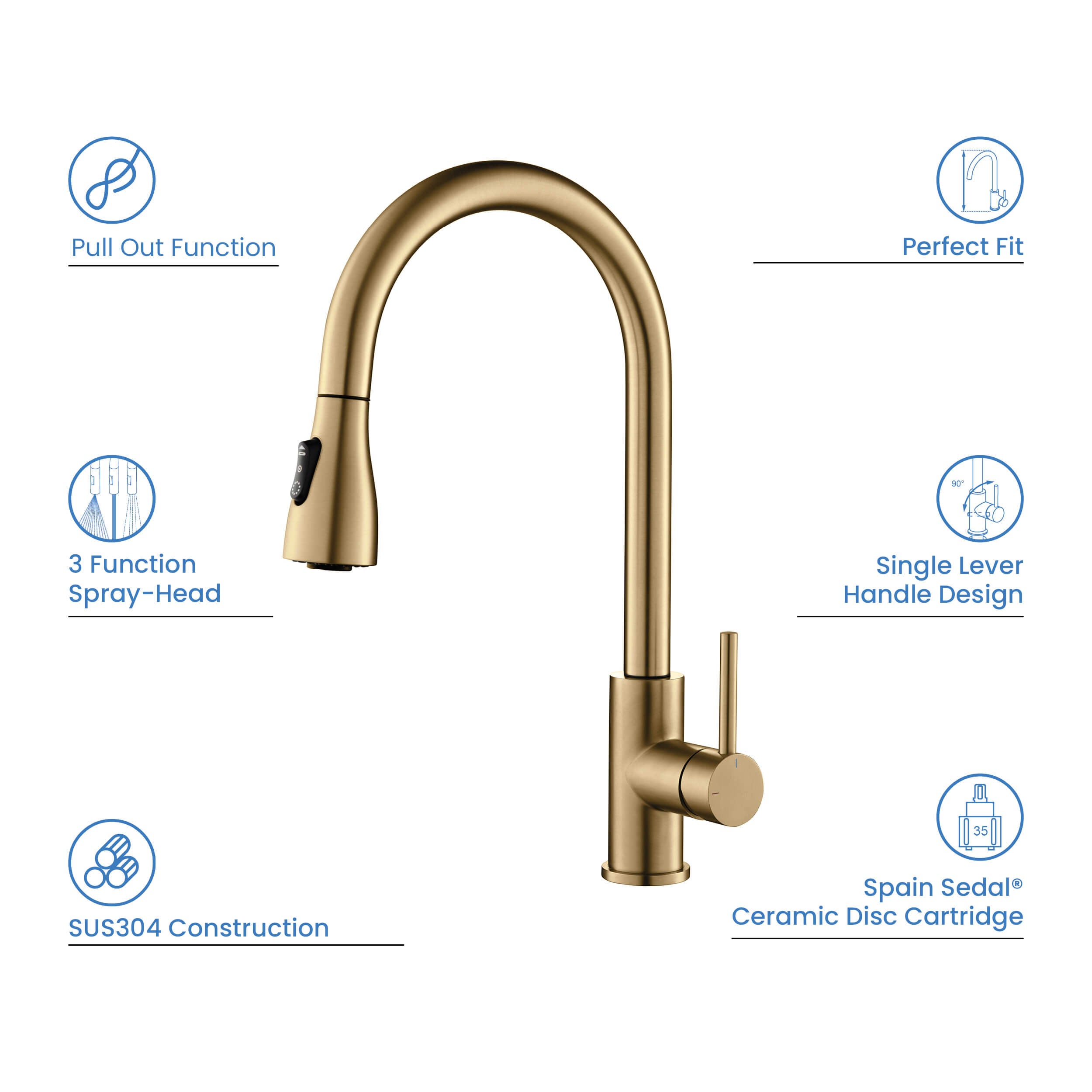 Value Collection - Single Handle Pull Down Kitchen Faucet - F102