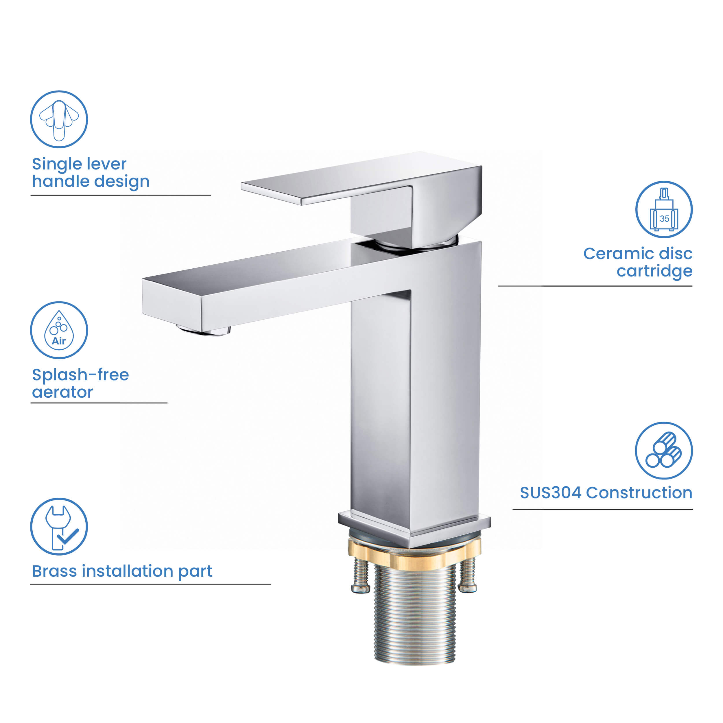 Value Collection - Single Handle Bathroom Vanity Sink Faucet with Pop Up Drain - F202