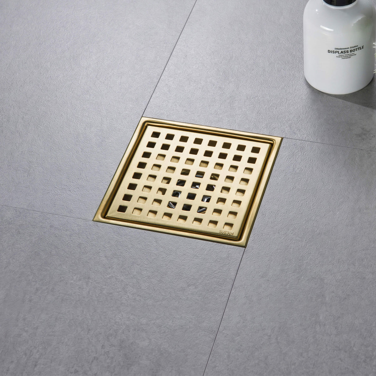 6 inch Square Shower Drain with Square Grid Grate - CFD-0602