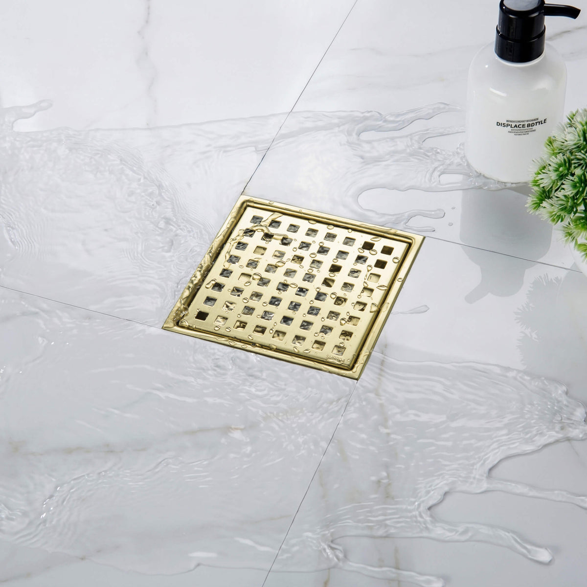6 inch Square Shower Drain with Square Grid Grate - CFD-0602