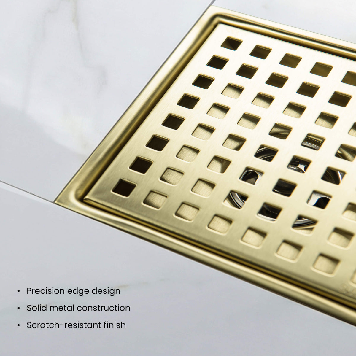 6 inch Square Shower Drain with Square Grid Grate - CFD-0602