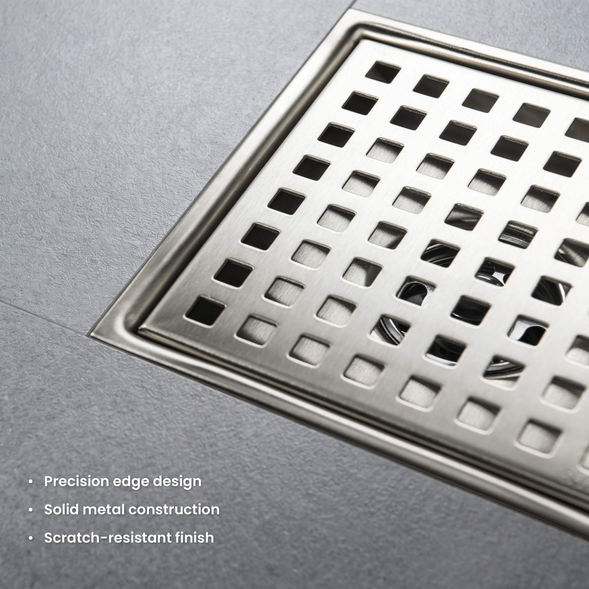 6 inch Square Shower Drain with Square Grid Grate - CFD-0602