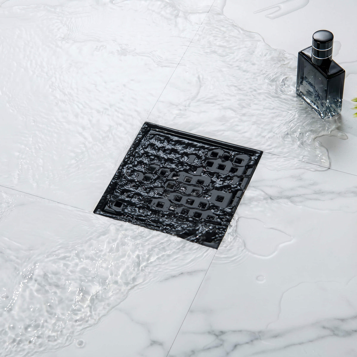 6 inch Square Shower Drain with Square Grid Grate - CFD-0602