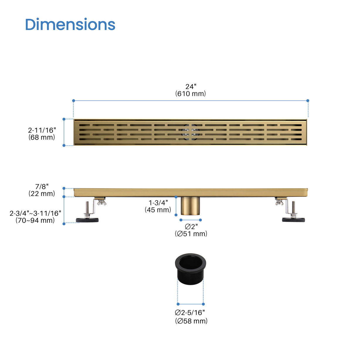 24 inch Linear Shower Drain - CFD-2402