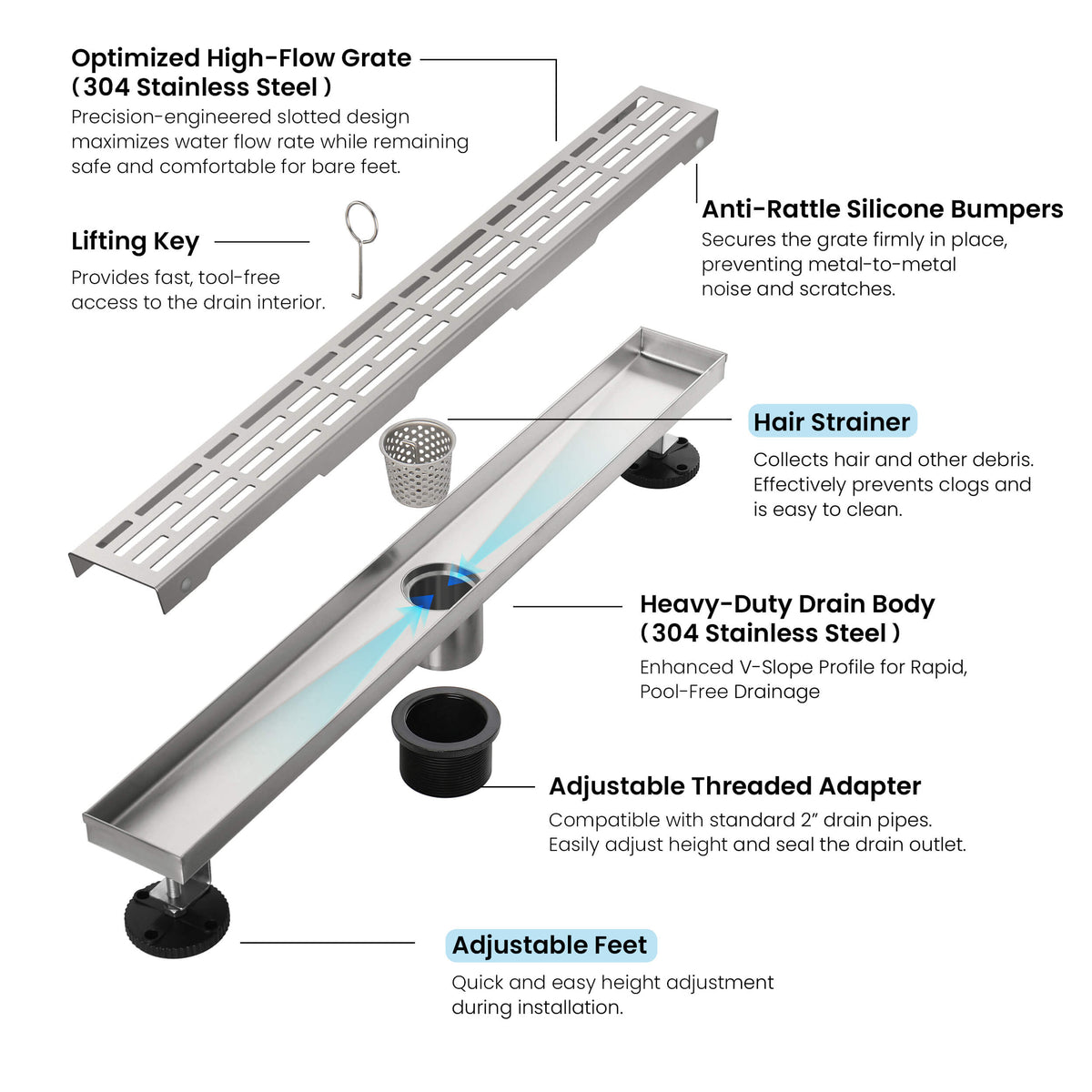 24 inch Linear Shower Drain - CFD-2402