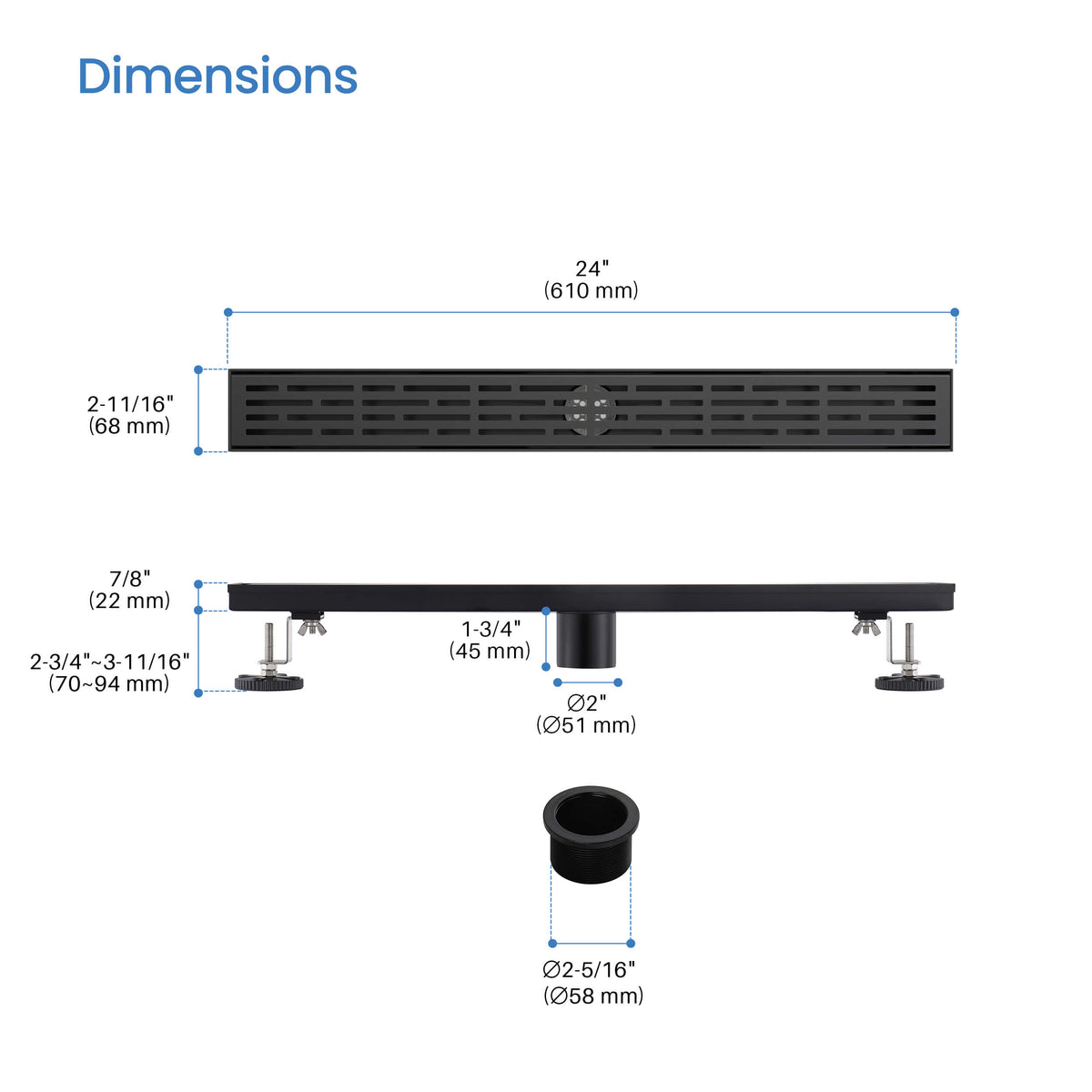 24 inch Linear Shower Drain - CFD-2402