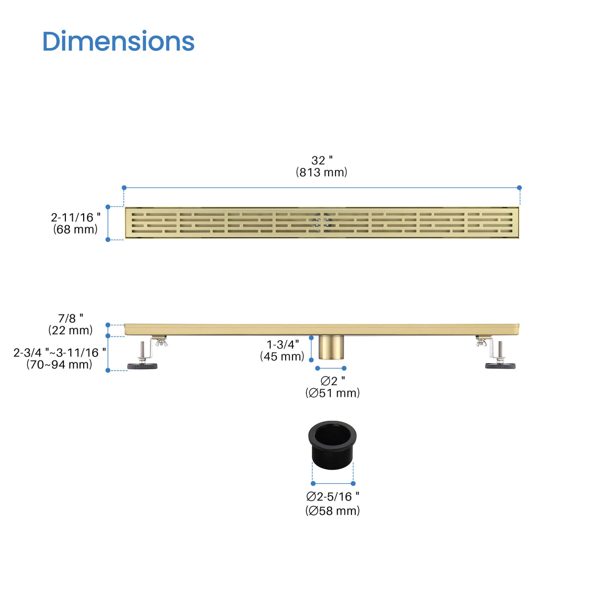 32 inch Linear Shower Drain - CFD-3202