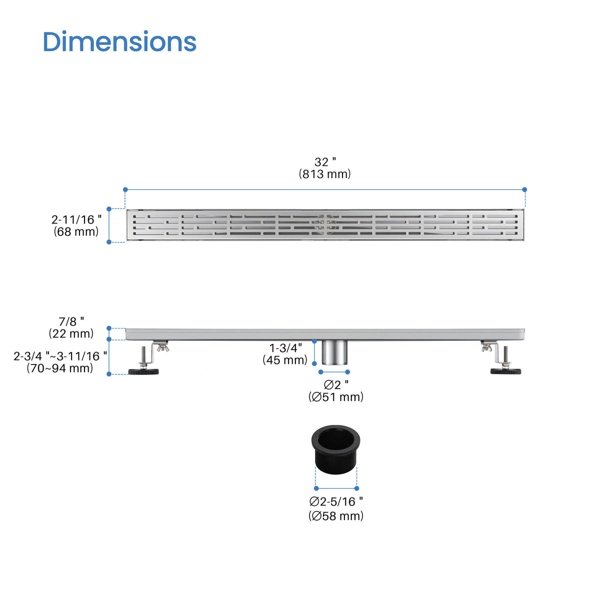 32 inch Linear Shower Drain - CFD-3202