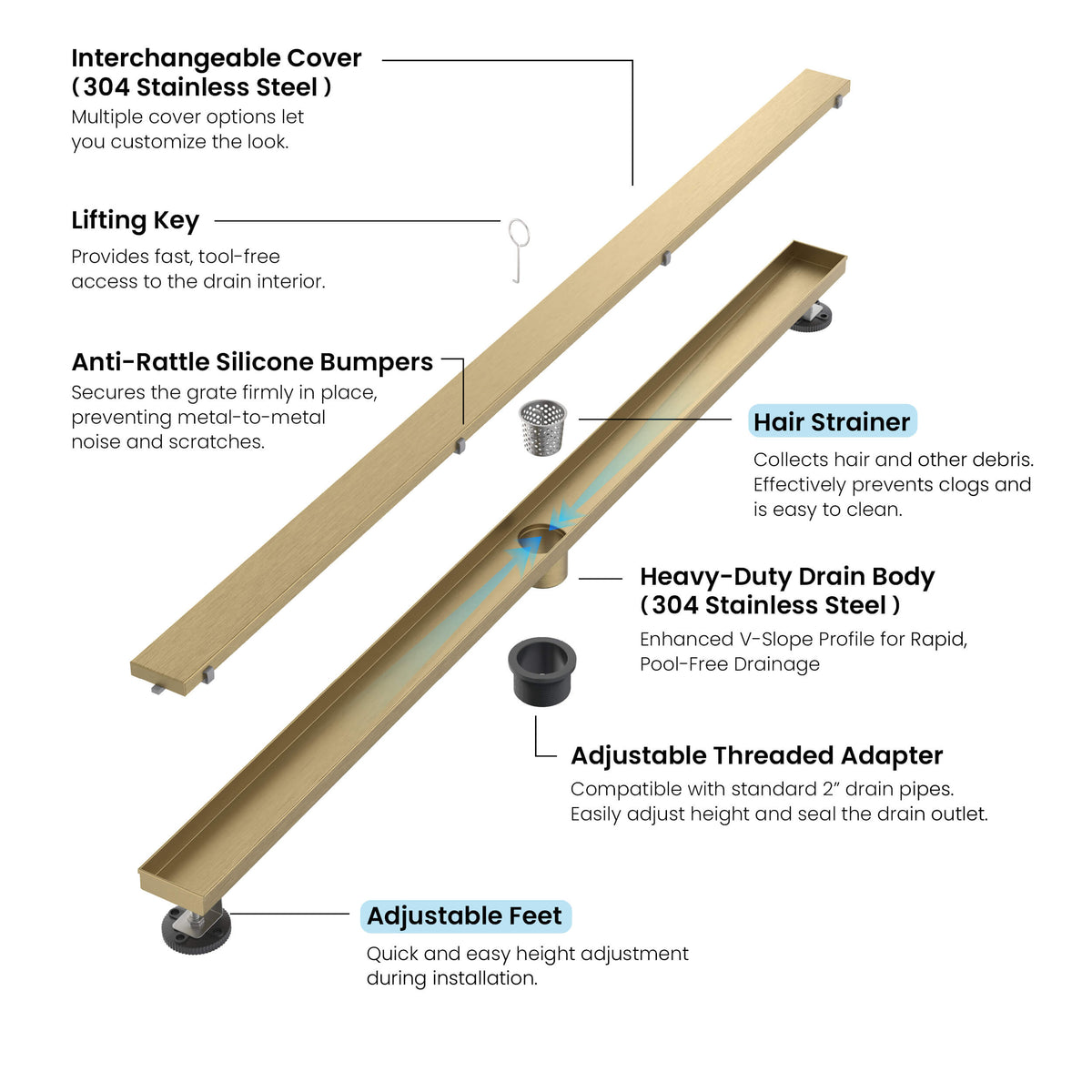 48 inch Tile-in Linear Shower Drain - CFD-4801