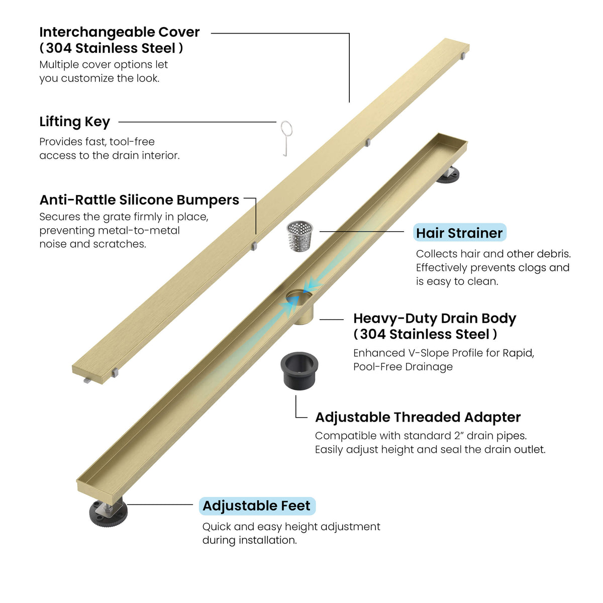 48 inch Tile-in Linear Shower Drain - CFD-4801