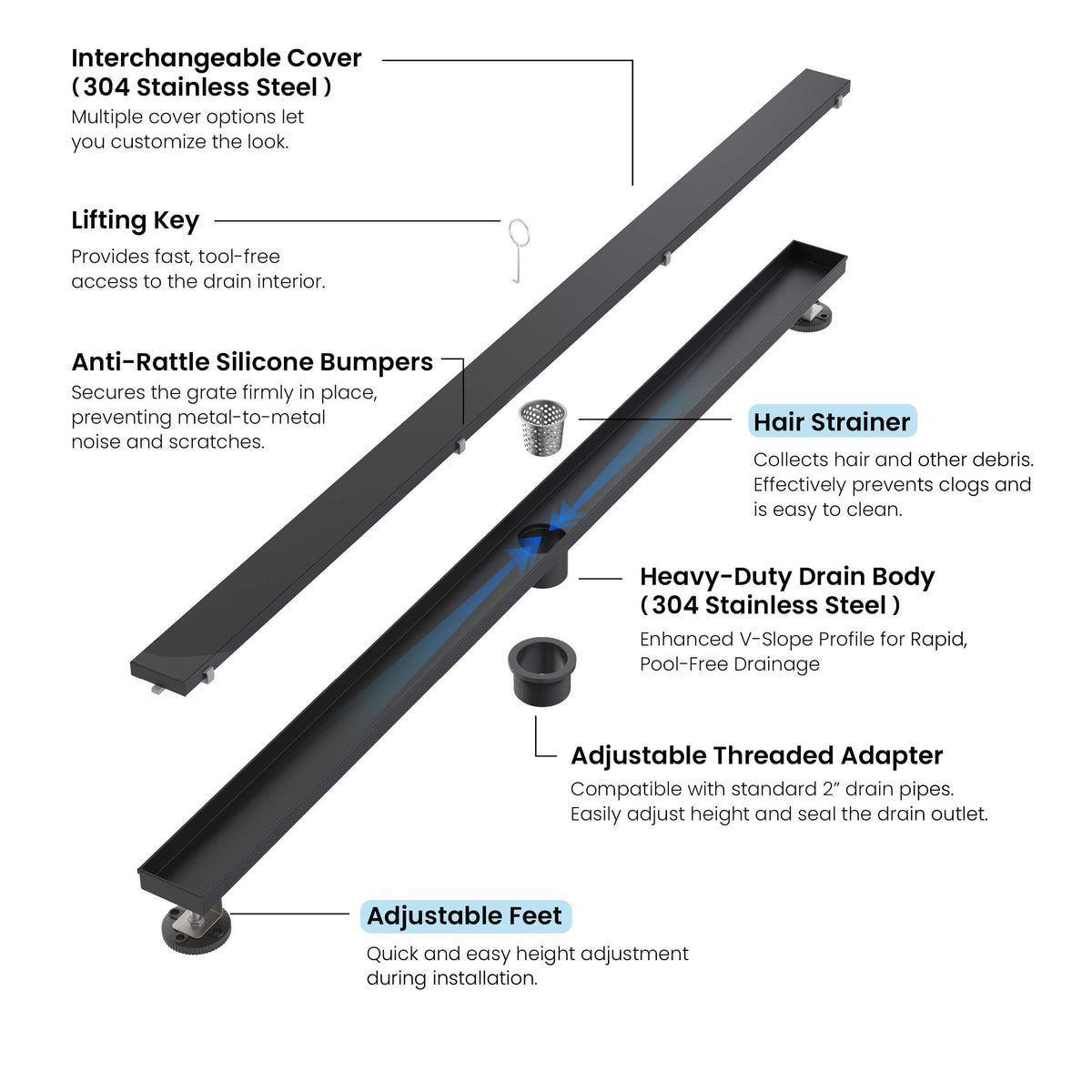 48 inch Tile-in Linear Shower Drain - CFD-4801