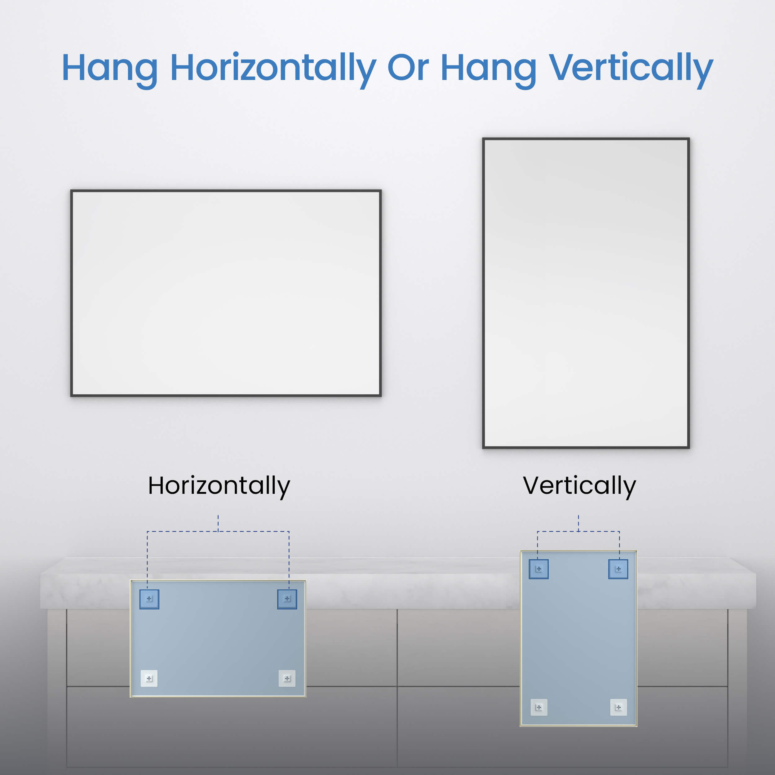 18" x 36" Shatterproof Wall Mount Metal Frame Mirror - FM1-1836