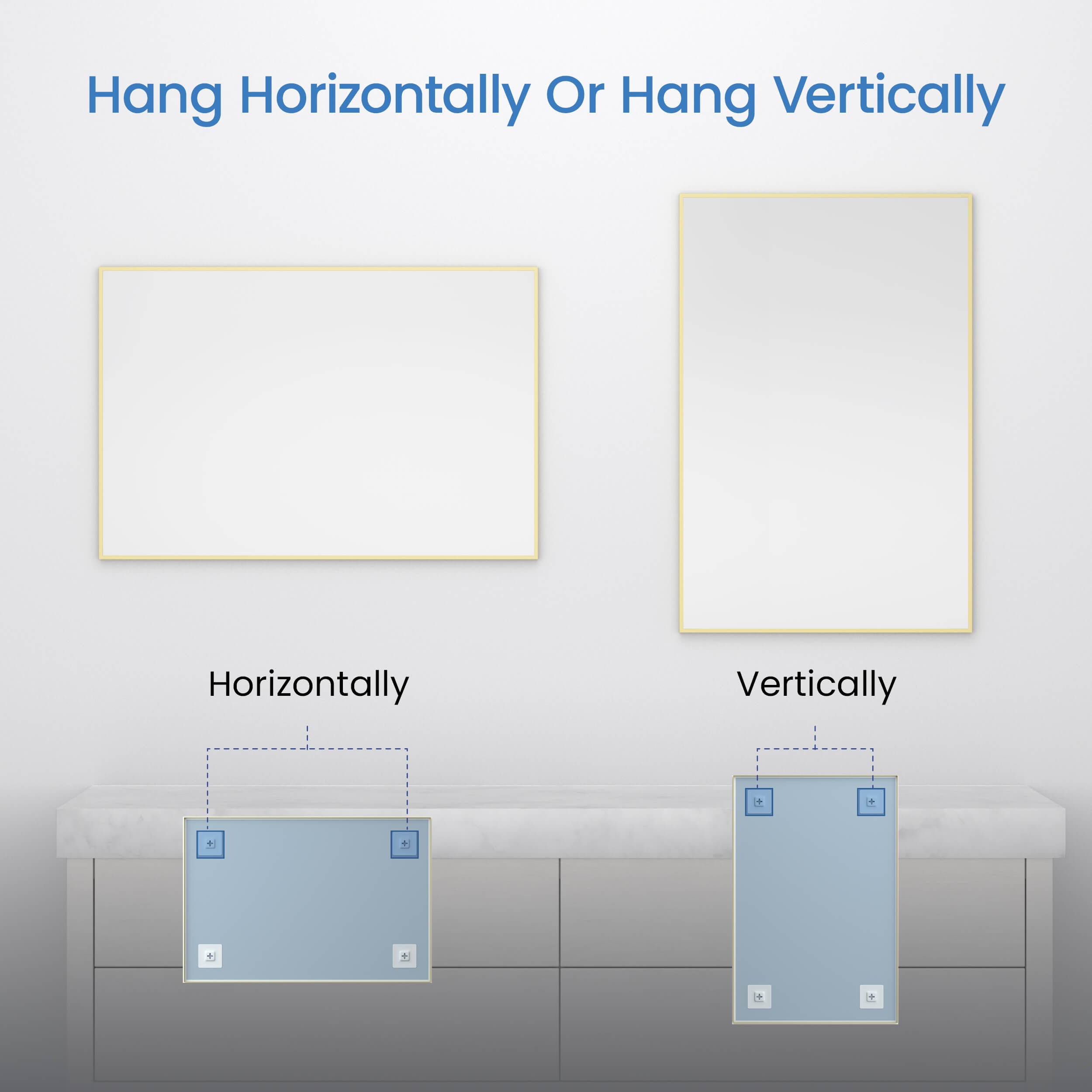 24" x 36" Shatterproof Wall Mount Metal Frame Mirror - FM1-2436