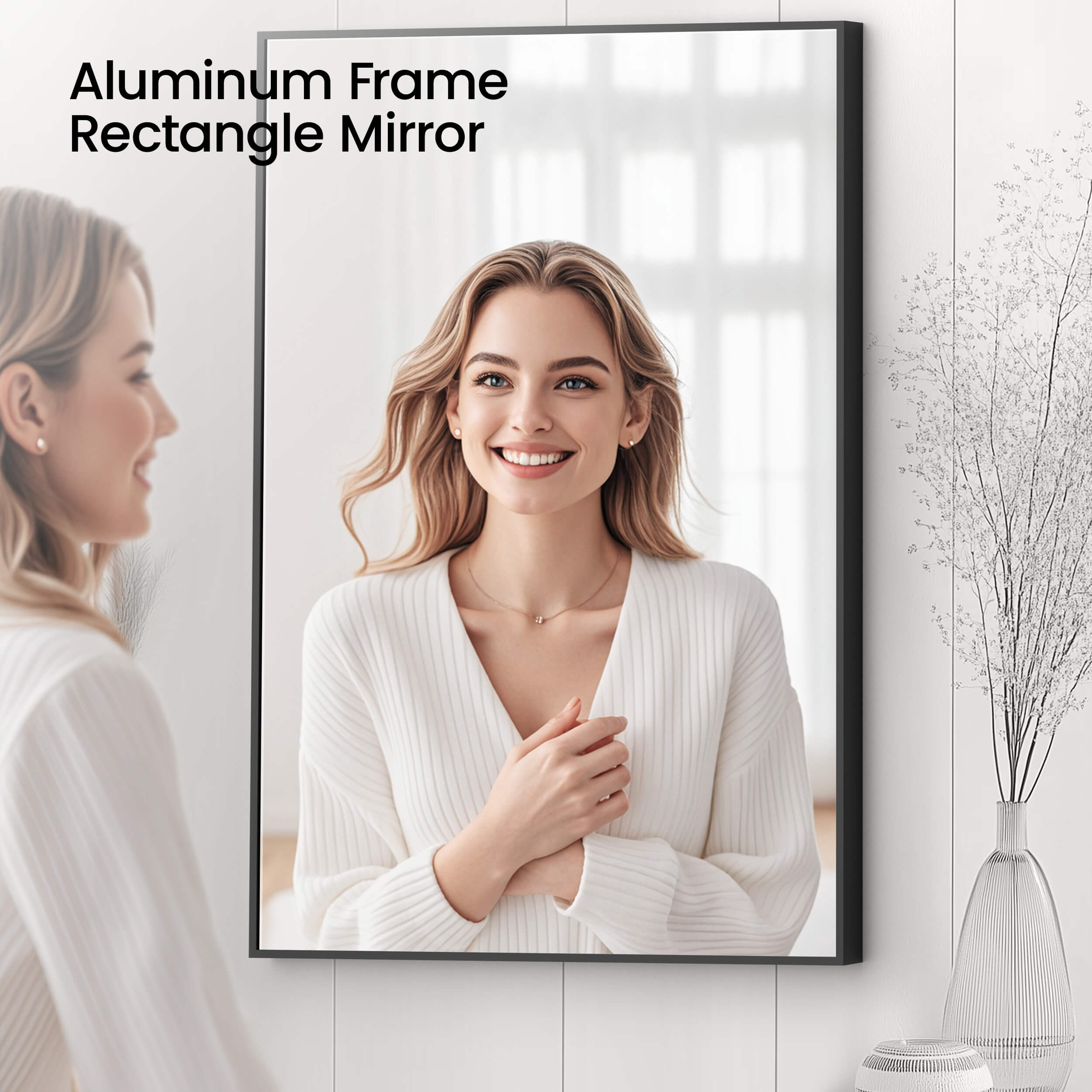 24" x 36" Shatterproof Wall Mount Metal Frame Mirror - FM1-2436