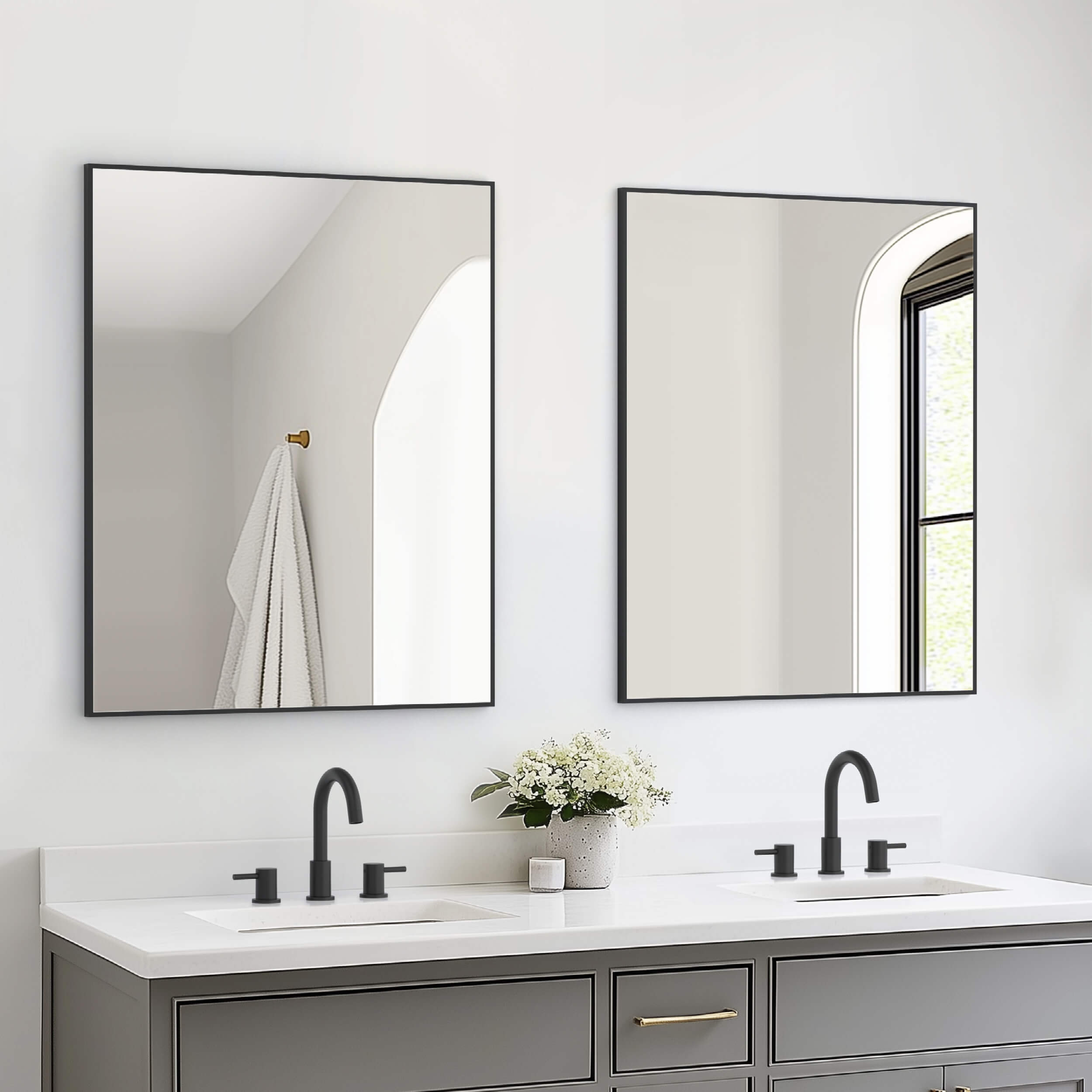 30" x 36" Shatterproof Wall Mount Metal Frame Mirror - FM1-3036