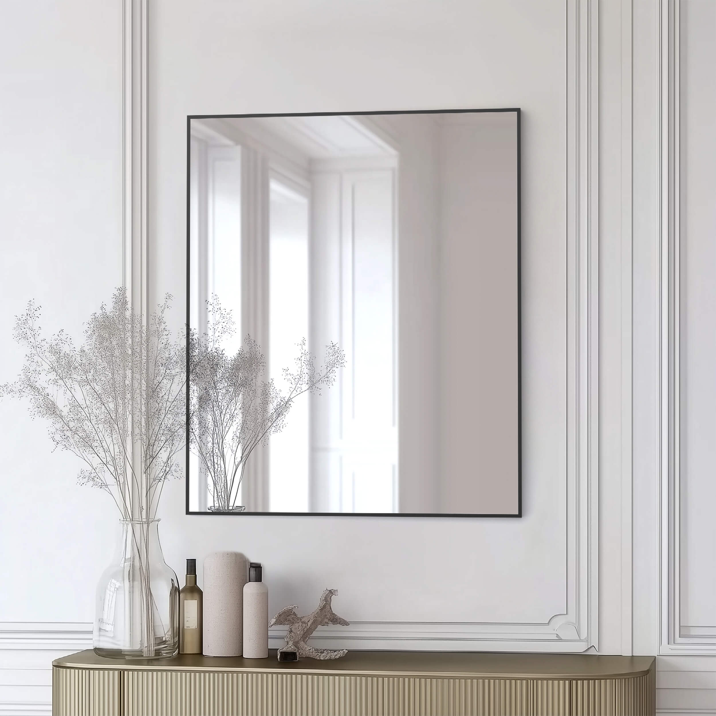 30" x 36" Shatterproof Wall Mount Metal Frame Mirror - FM1-3036