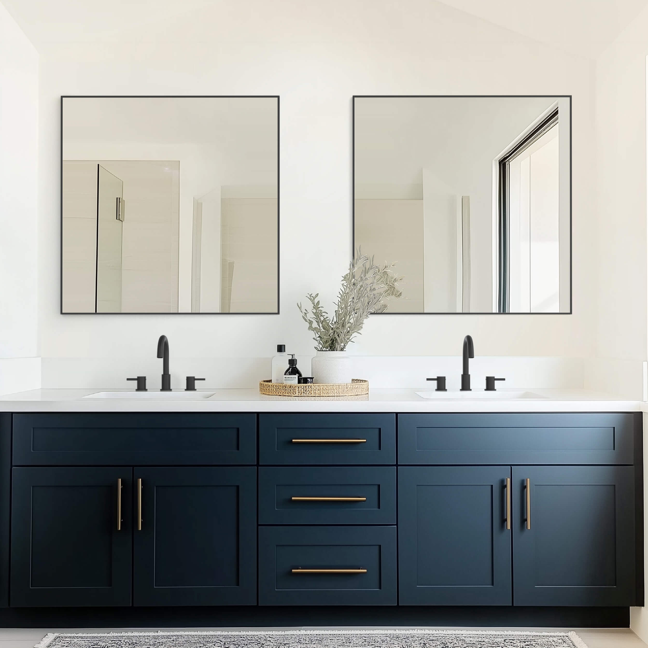 36" x 36" Shatterproof Wall Mount Metal Frame Mirror - FM1-3636