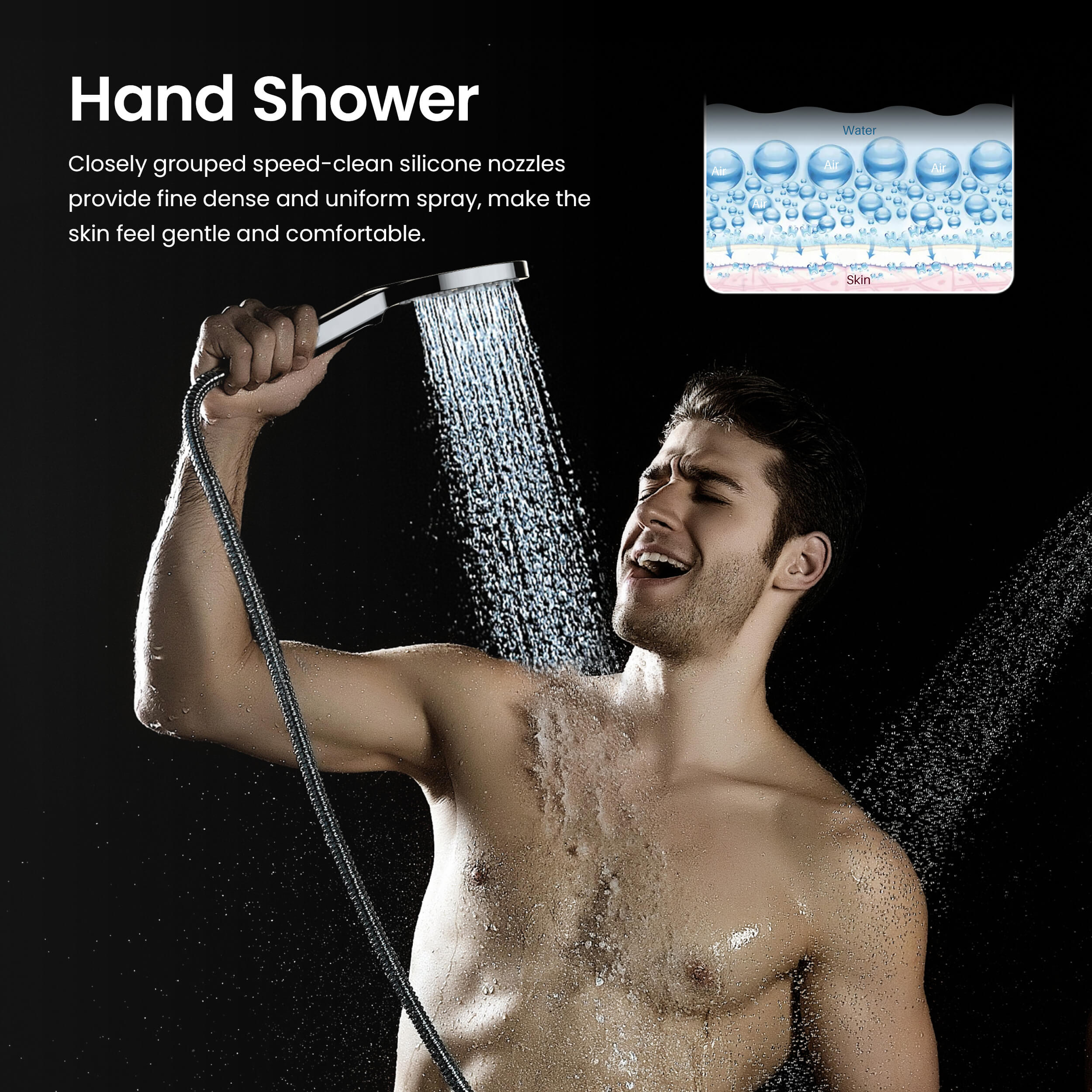 Quadro Premium ABS 3 Mode Handheld Shower Head - HS101