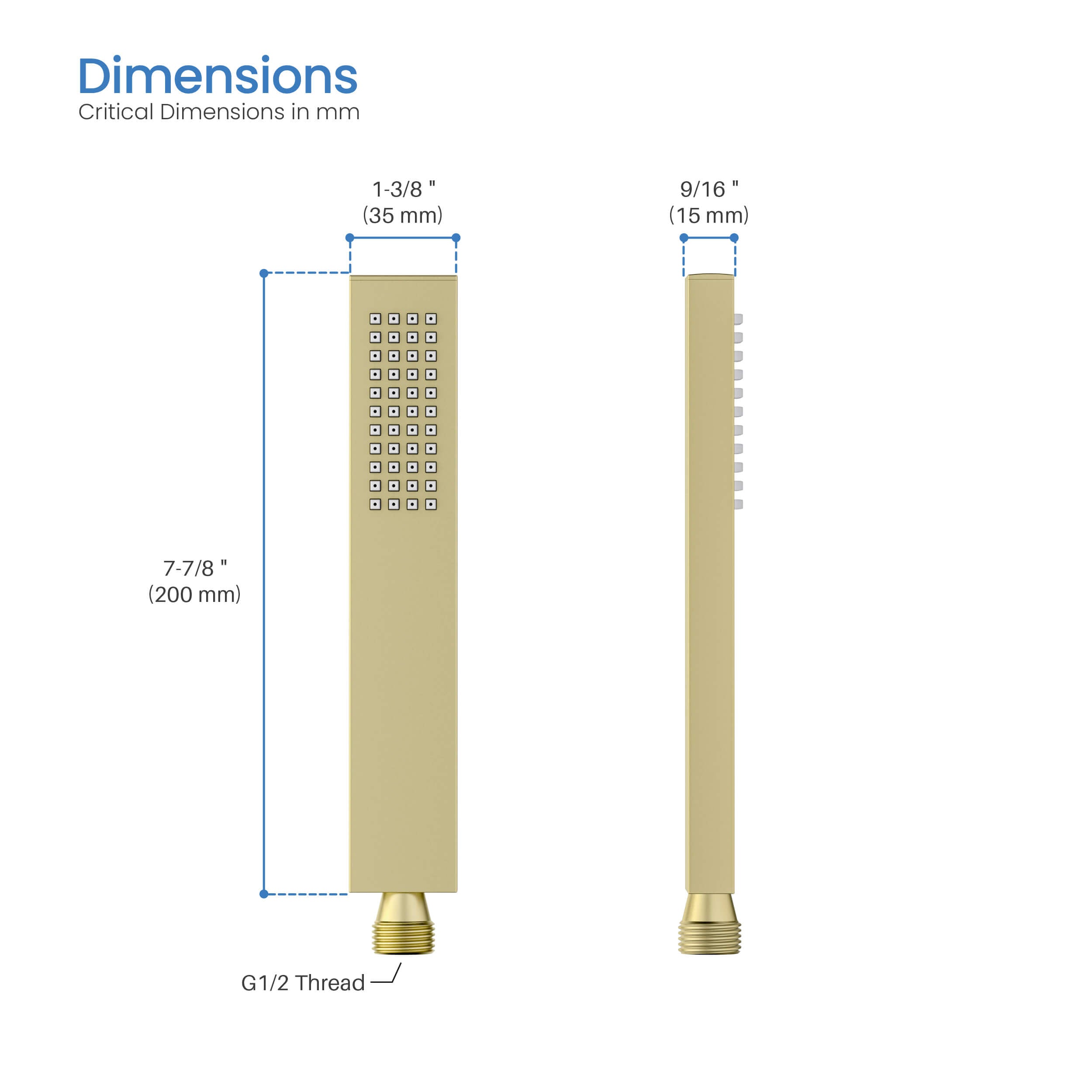 Quadro Metal Handheld Shower Head - HS103