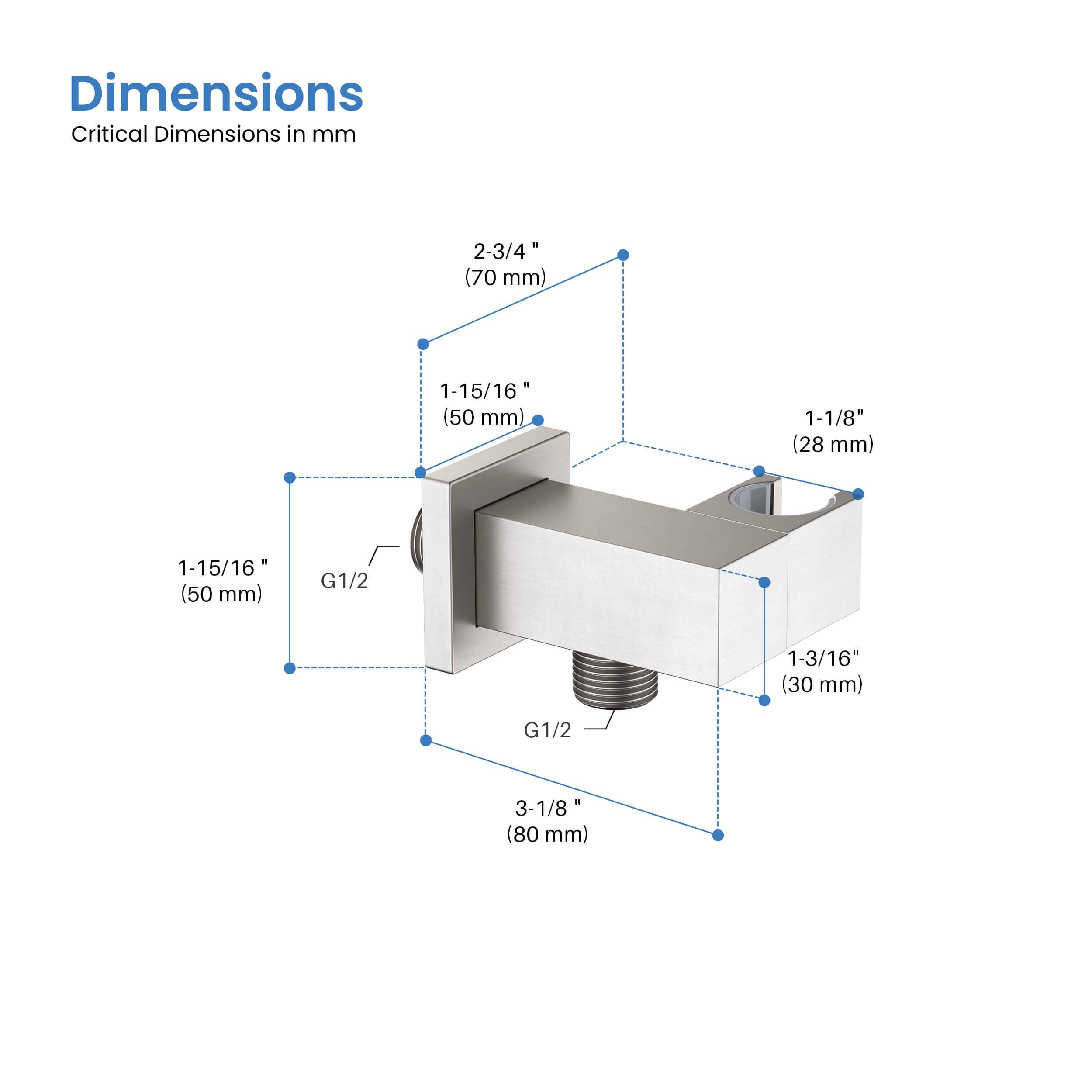 Quadro Wall Mounted Angle Adjustable Handheld Shower Holder - HSH101