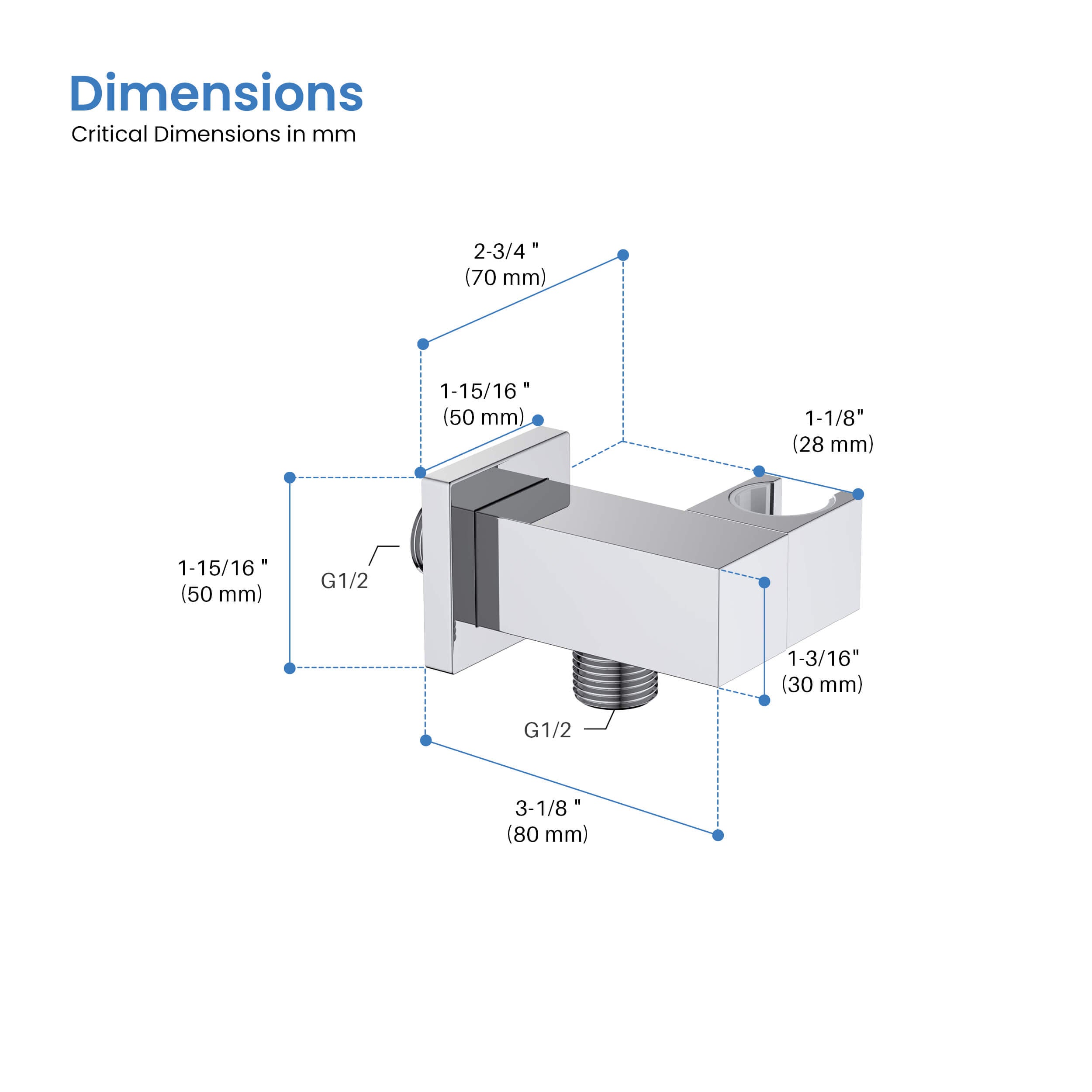 Quadro Wall Mounted Angle Adjustable Handheld Shower Holder - HSH101