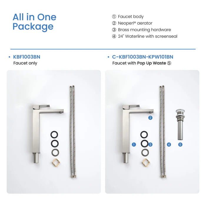 Quadra Brass Single Handle Bathroom Vessel Sink Faucet - CBF-1003