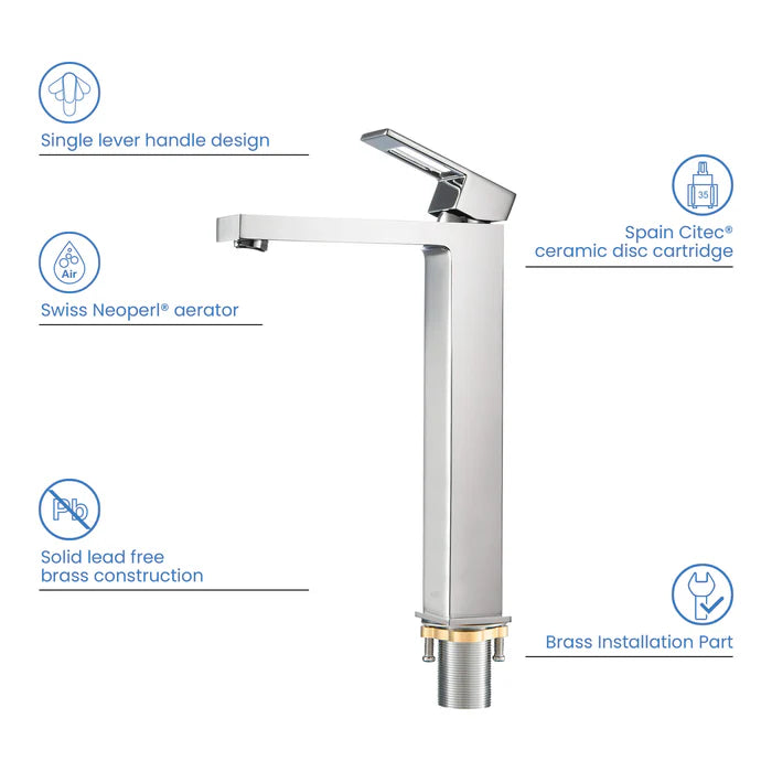 Quadra Brass Single Handle Bathroom Vessel Sink Faucet - CBF-1003