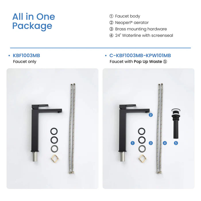 Quadra Brass Single Handle Bathroom Vessel Sink Faucet - CBF-1003