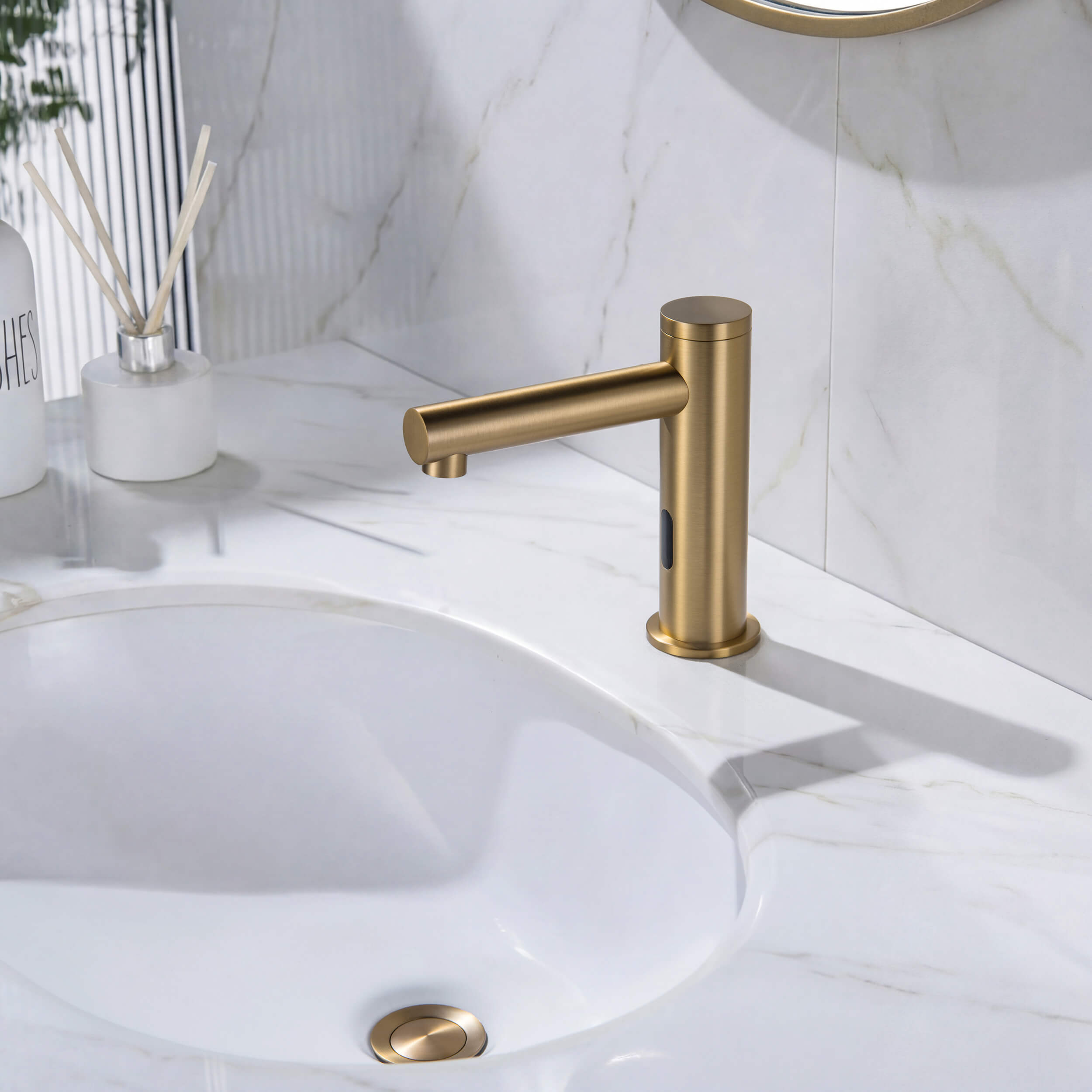 Halo Touchless Bathroom Faucet with Pop-Up Drain — Plug-In or Battery Powered - CBF-1029