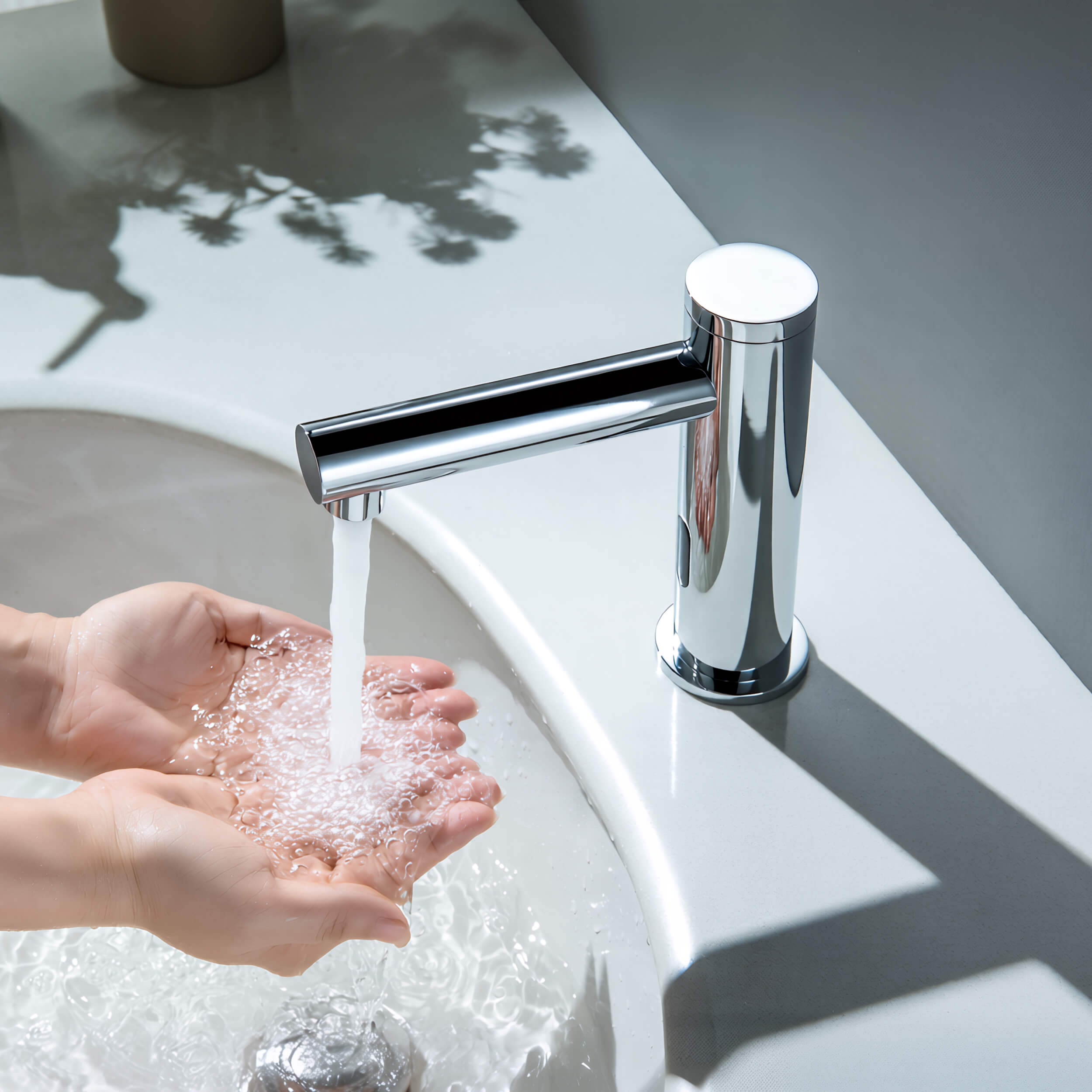 Halo Touchless Bathroom Faucet with Pop-Up Drain — Plug-In or Battery Powered - CBF-1029