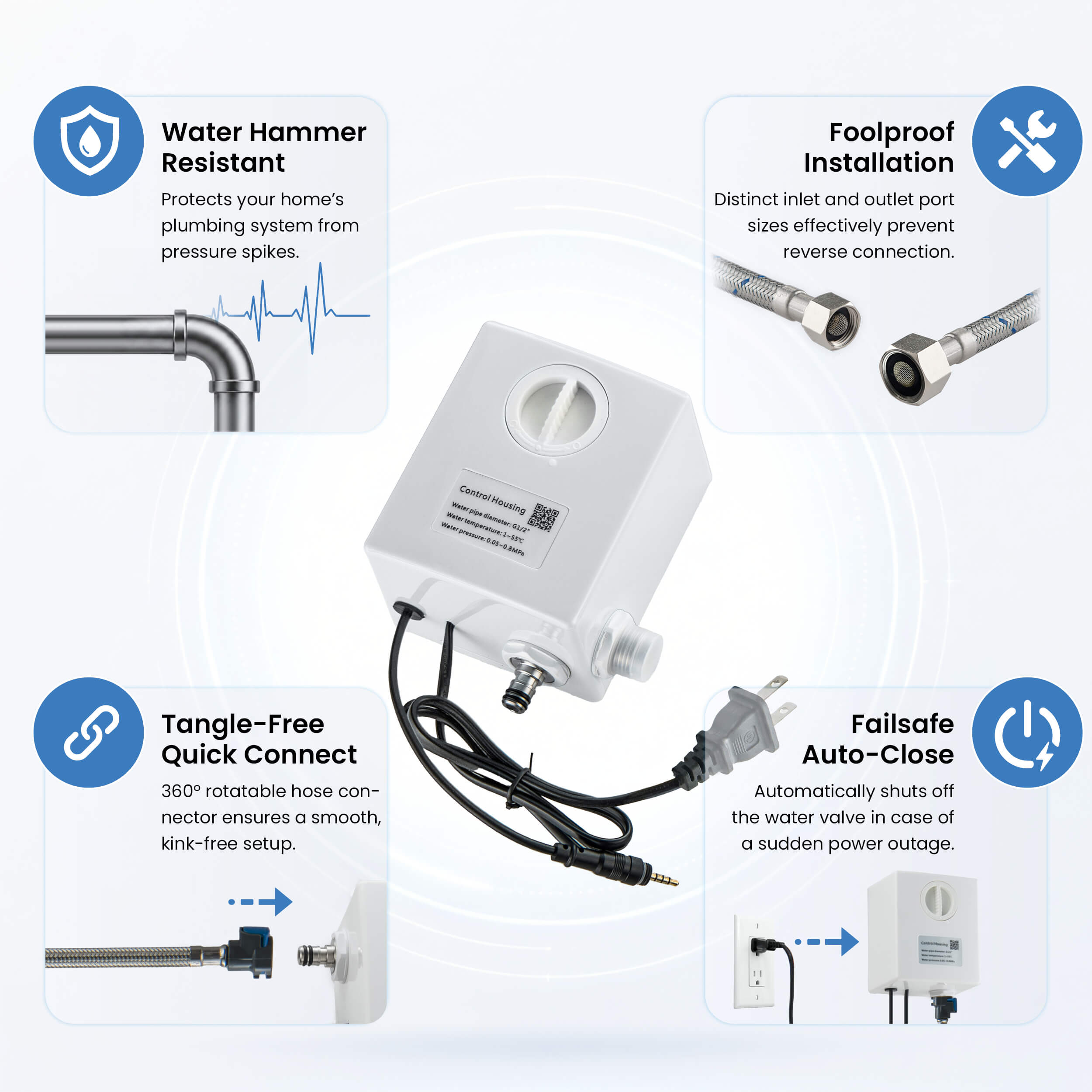 Halo Touchless Bathroom Faucet with Pop-Up Drain — Plug-In or Battery Powered - CBF-1029