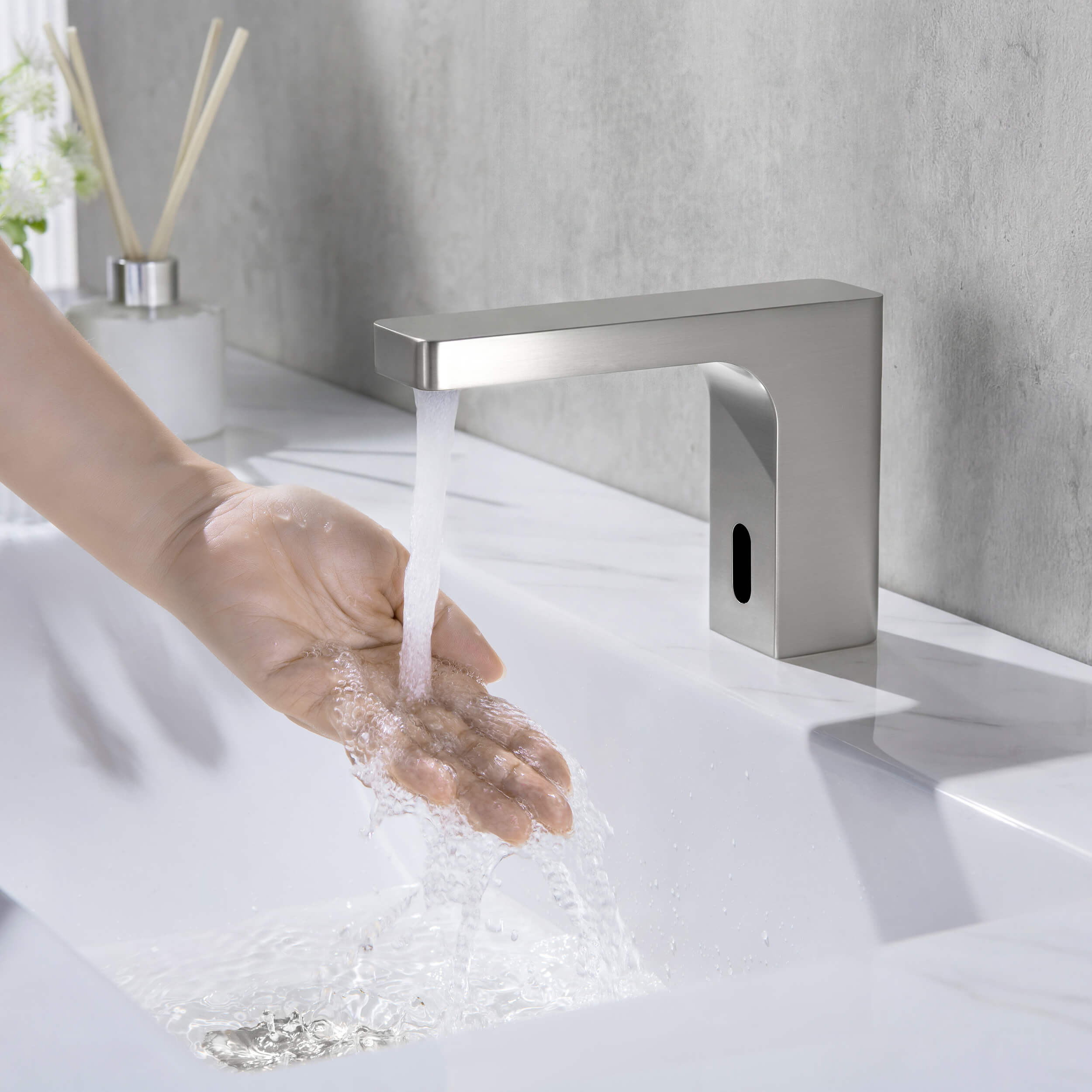 Fusion Touchless Bathroom Faucet with Pop-Up Drain — Plug-In or Battery Powered - CBF-1030