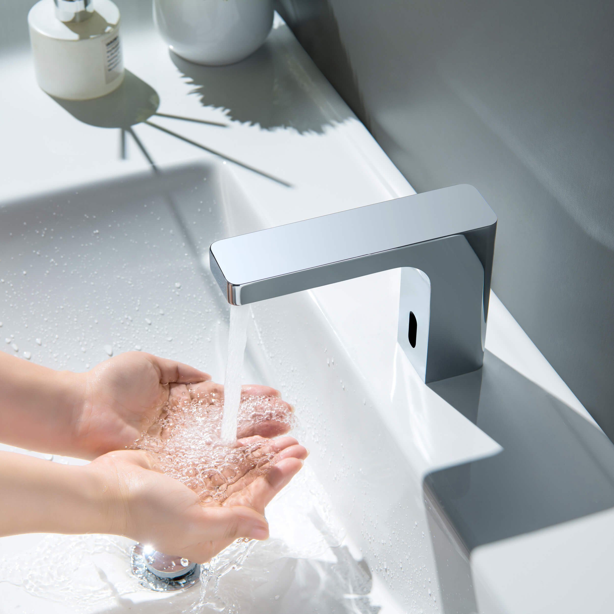 Fusion Touchless Bathroom Faucet with Pop-Up Drain — Plug-In or Battery Powered - CBF-1030