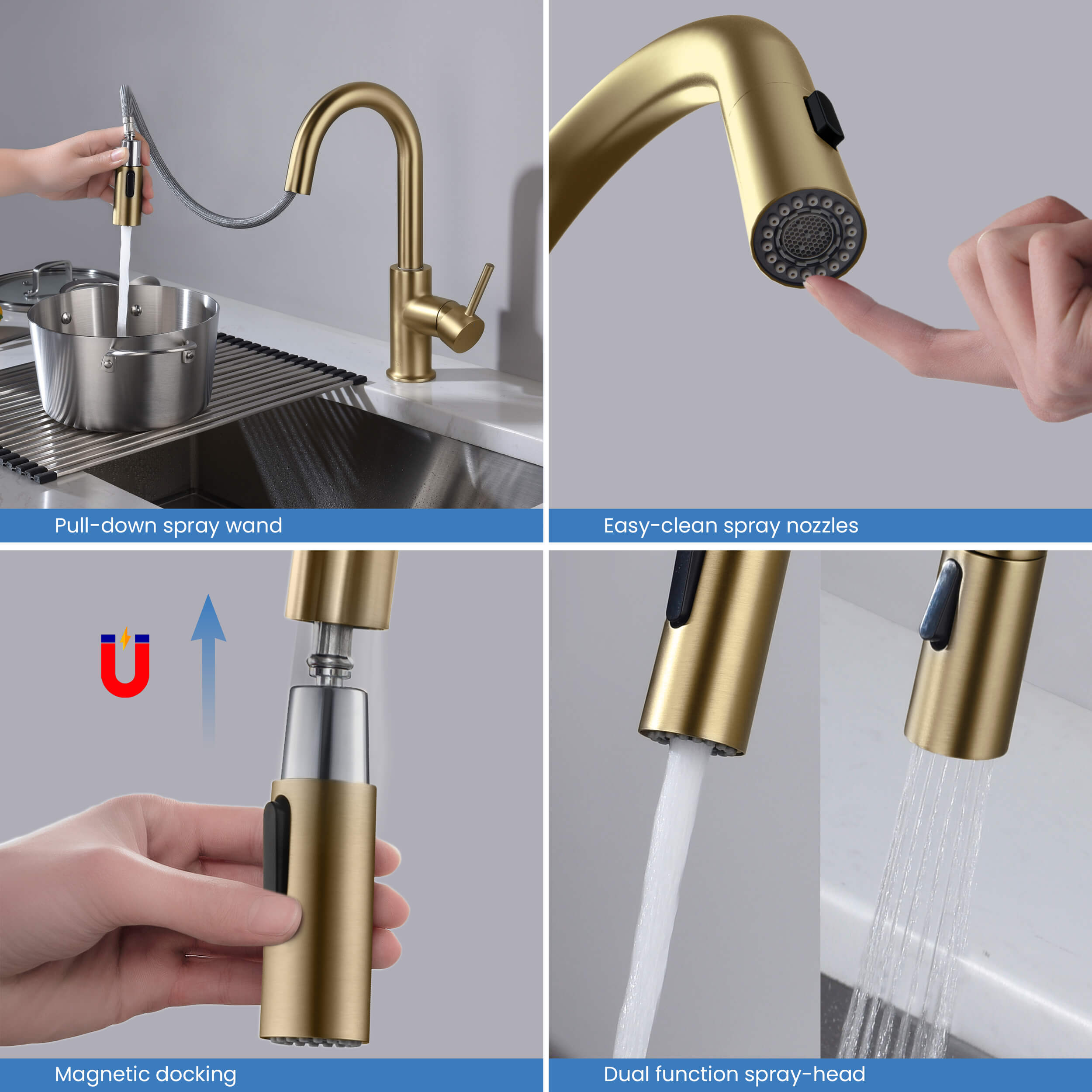 Halo Single Handle Pull Down Kitchen & Bar Sink Faucet - CKF-2011