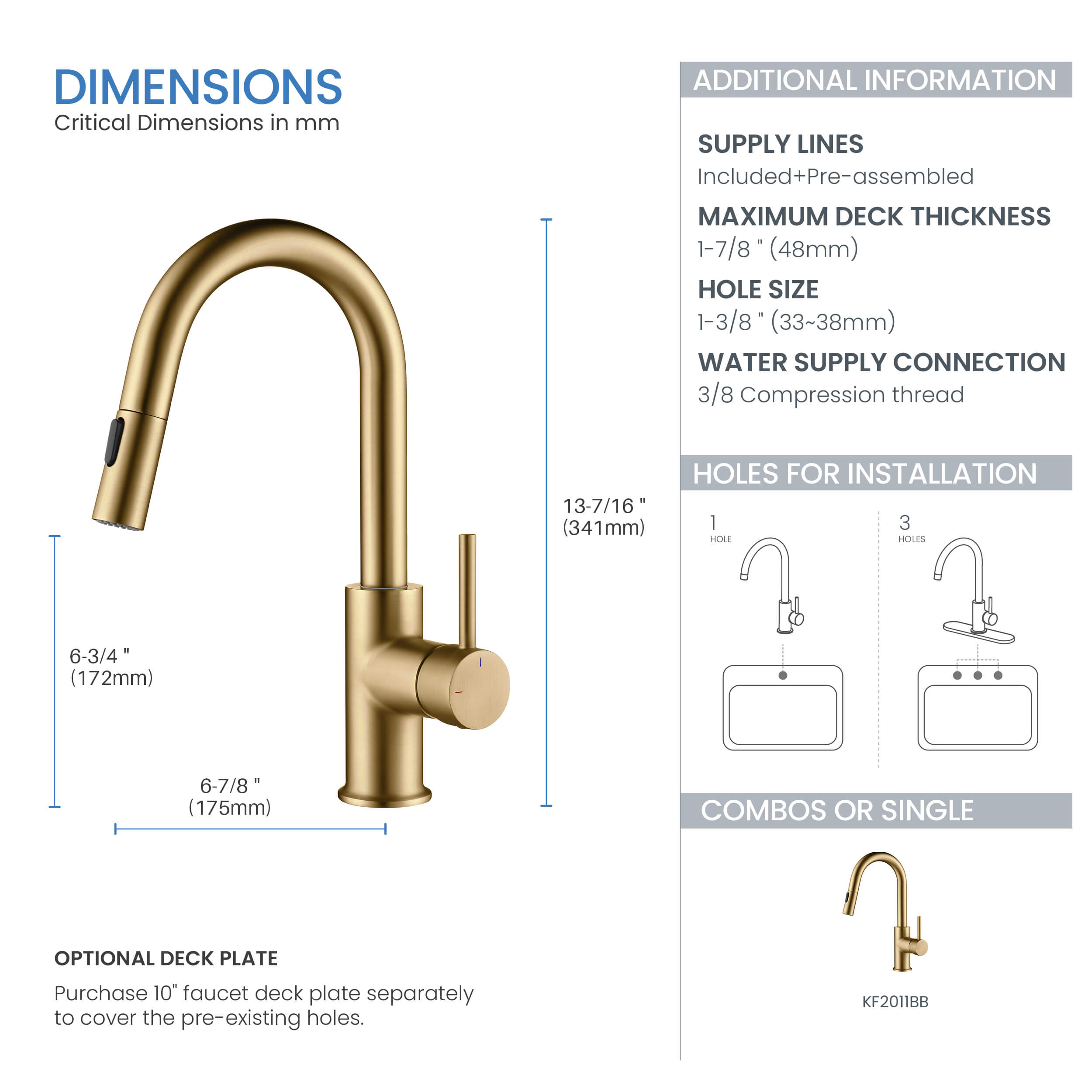 Halo Single Handle Pull Down Kitchen & Bar Sink Faucet - CKF-2011