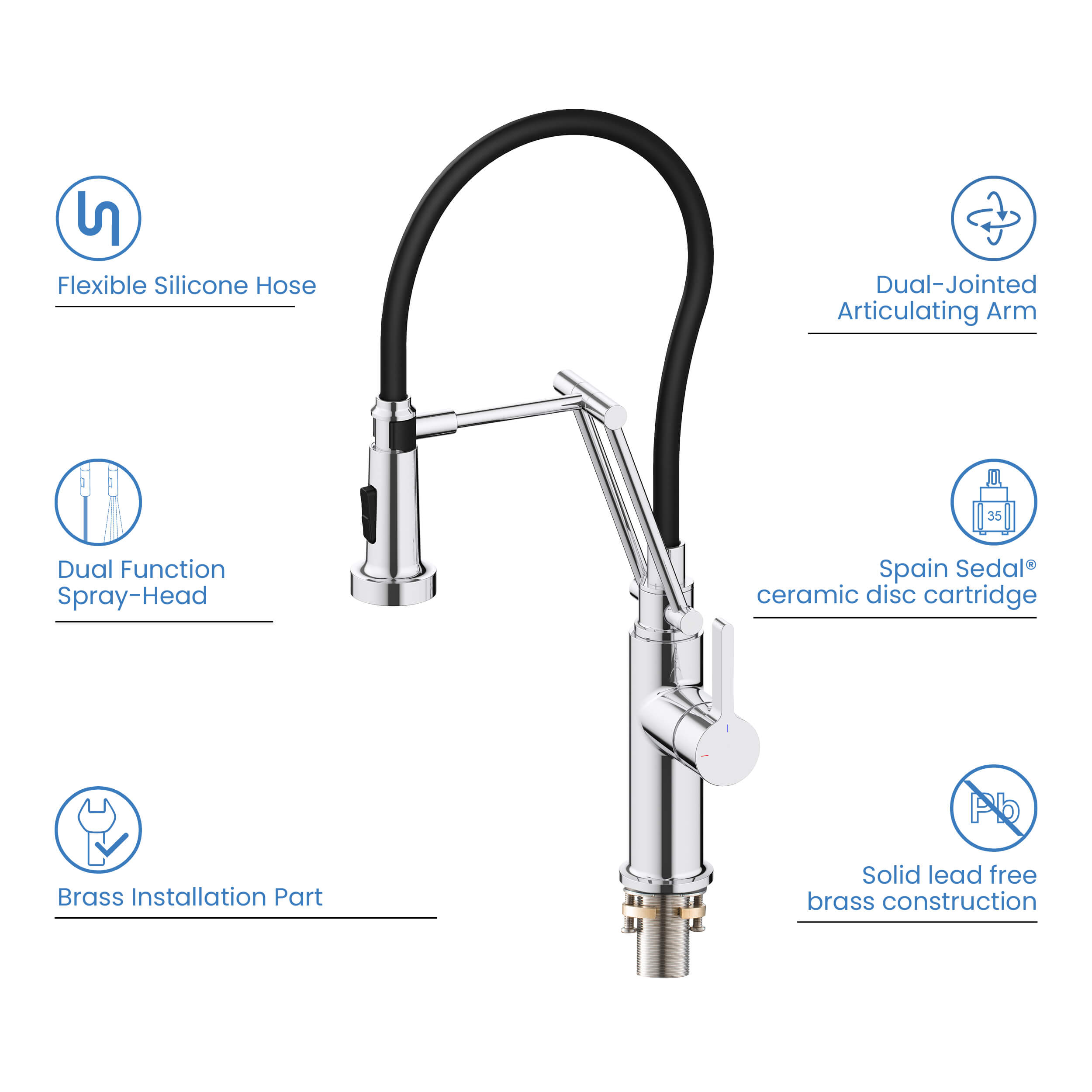 Vista Pro-Style Single Handle Pull Down Kitchen Faucet - CKF-2014