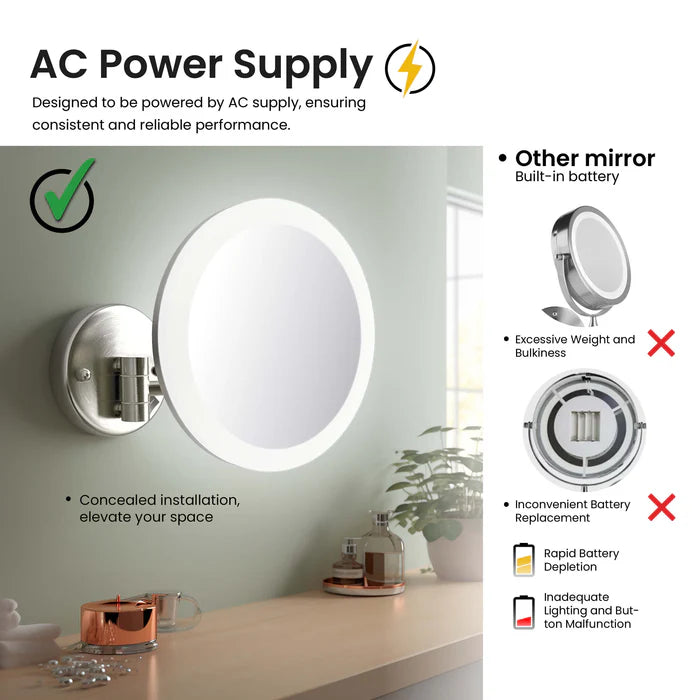 Halo LED Wall Mount One Side 5x Magnifying Makeup Mirror CMM-102