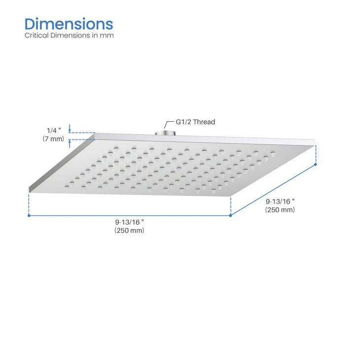 Quadra 10" Metal Thin Profile Rain Shower Head 1.75 GPM RS105