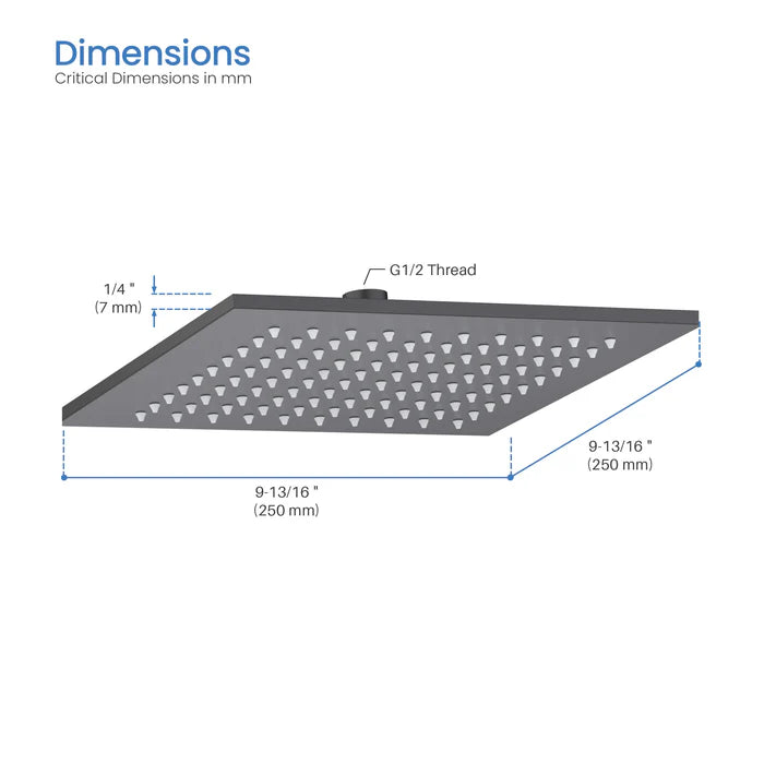 Quadra 10" Metal Thin Profile Rain Shower Head 1.75 GPM RS105