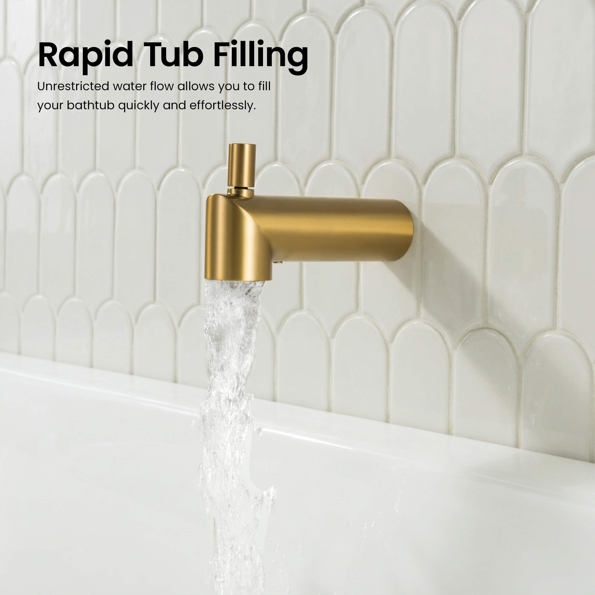 Halo Wall Mounted 1/2" Slip-On Tub Spout with Diverter - TS102